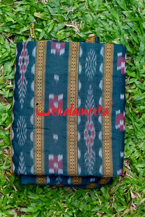 Deep Green Pasapali With Flower Ikat  (Fabric)