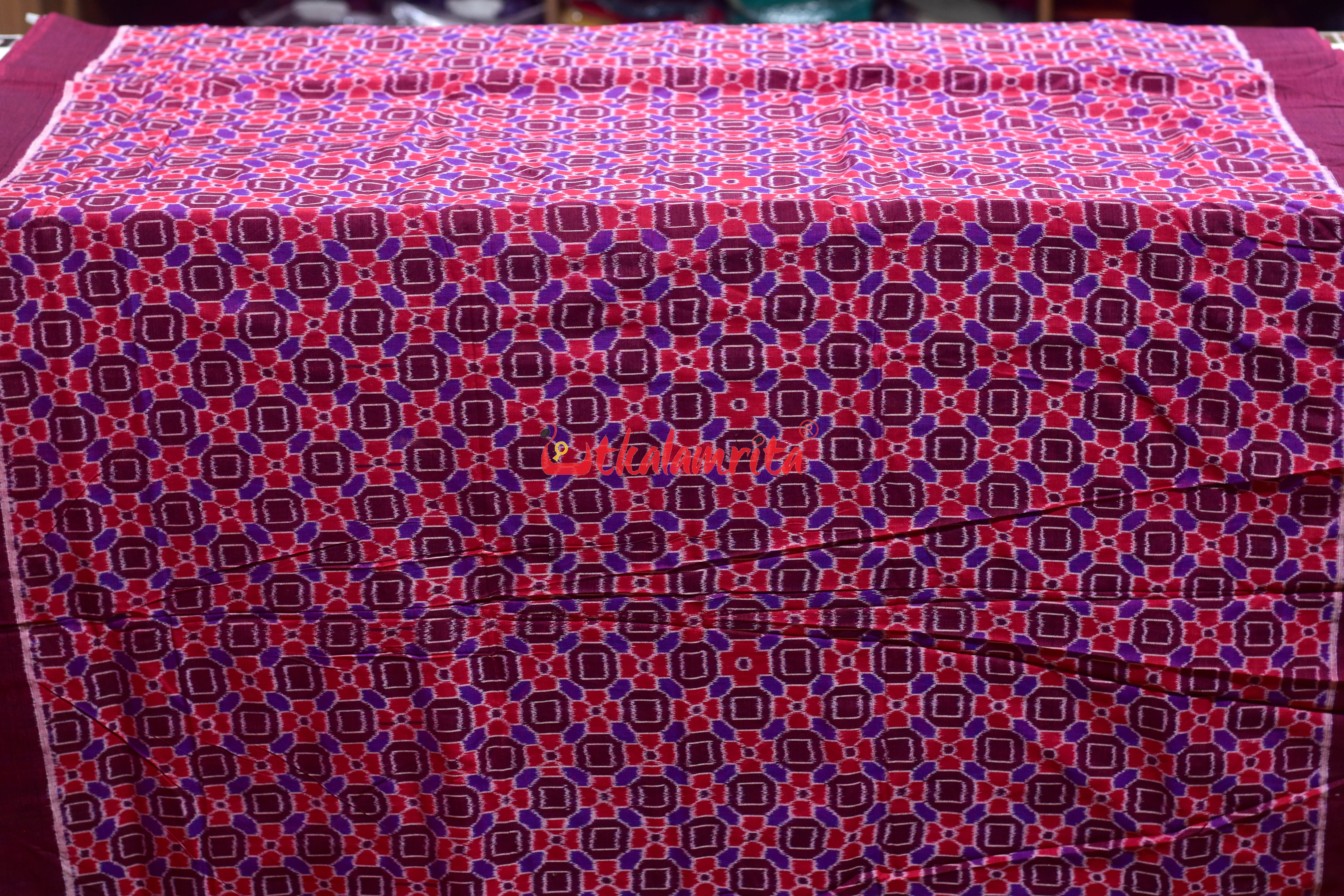 4D Red Flower Bandha Sambalpuri Cotton (Fabric)