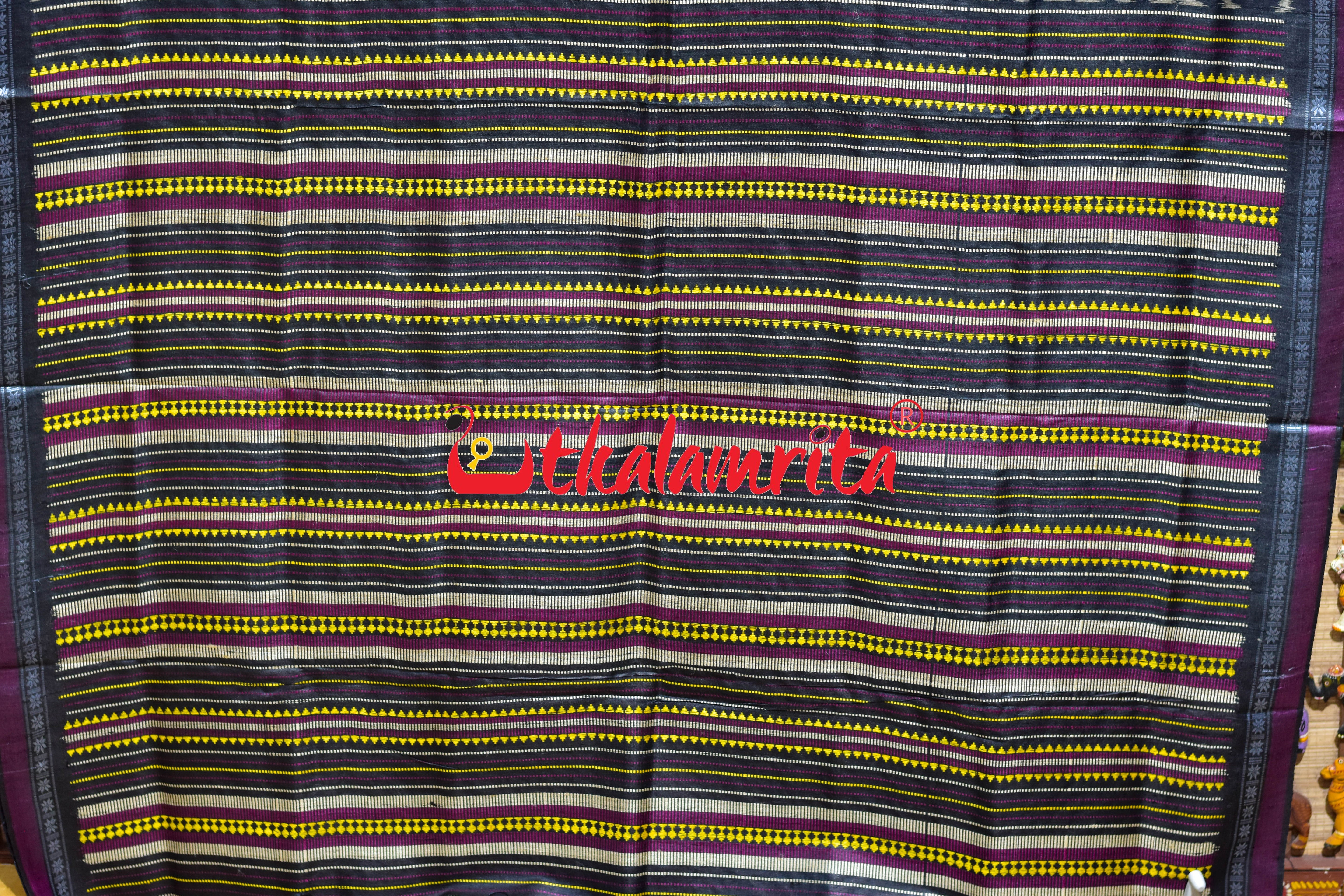 Black Hibiscus Gopalpur Tussar Silk Saree