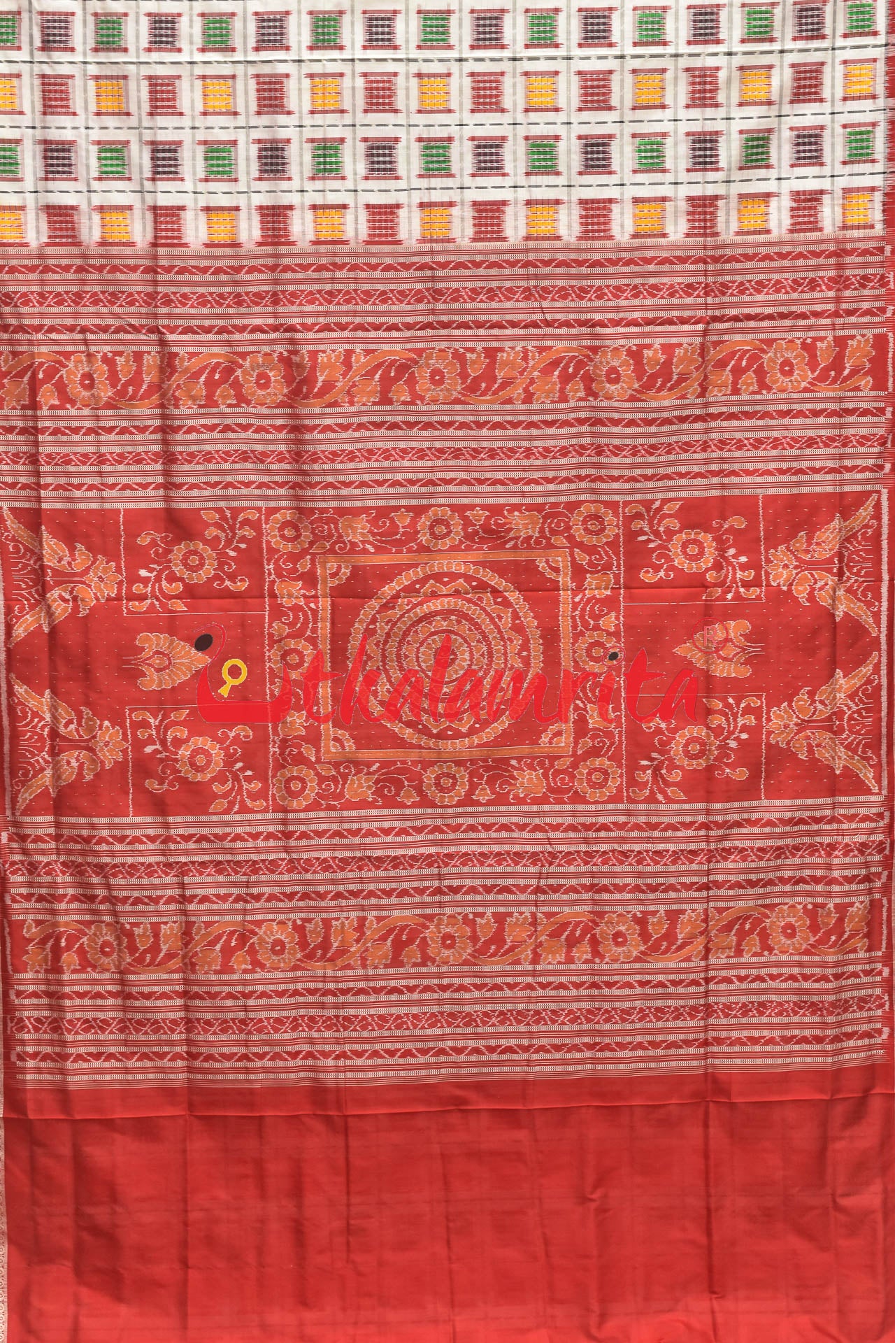 Mini Aswini White Sambalpuri Silk Saree