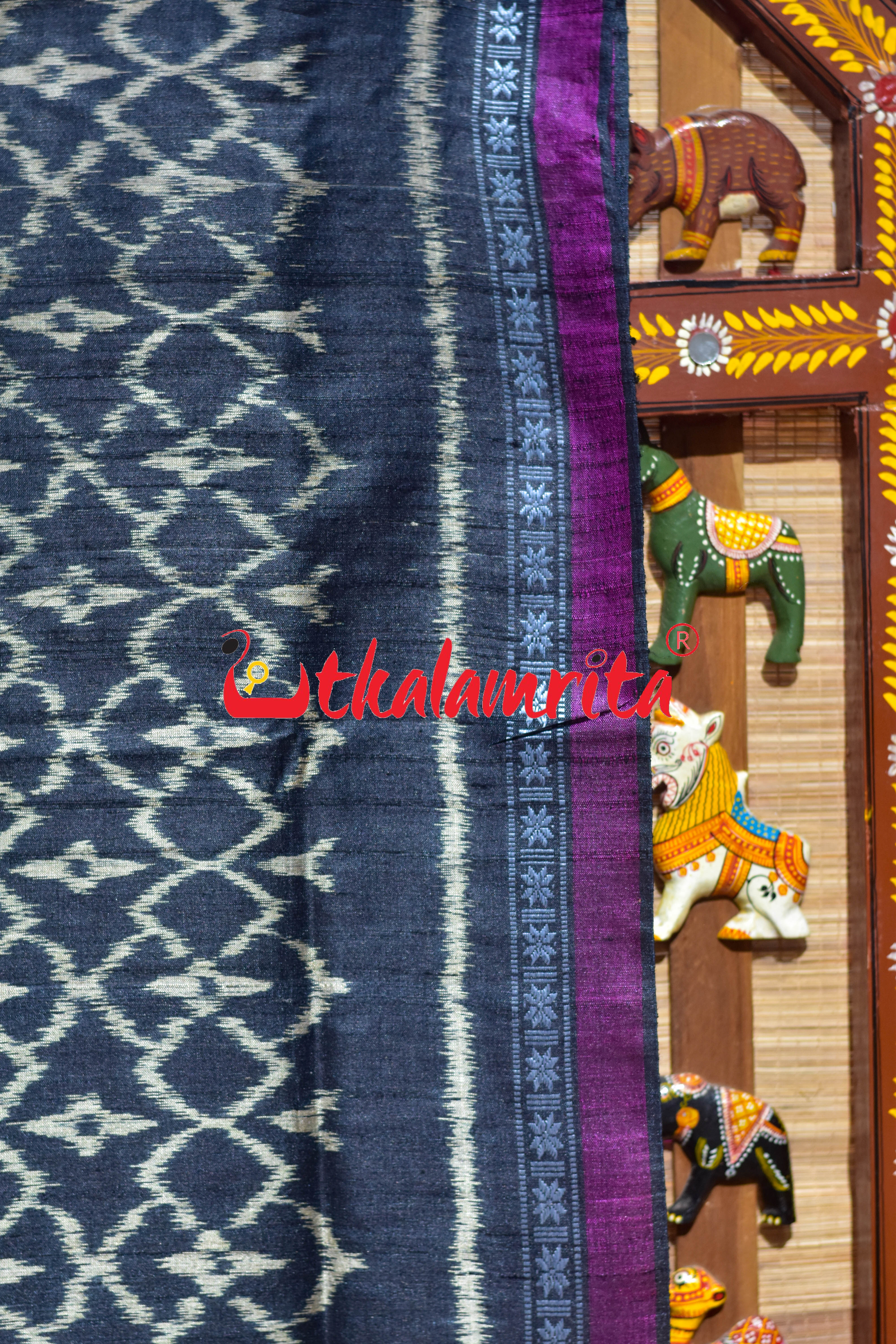 Black Hibiscus Gopalpur Tussar Silk Saree