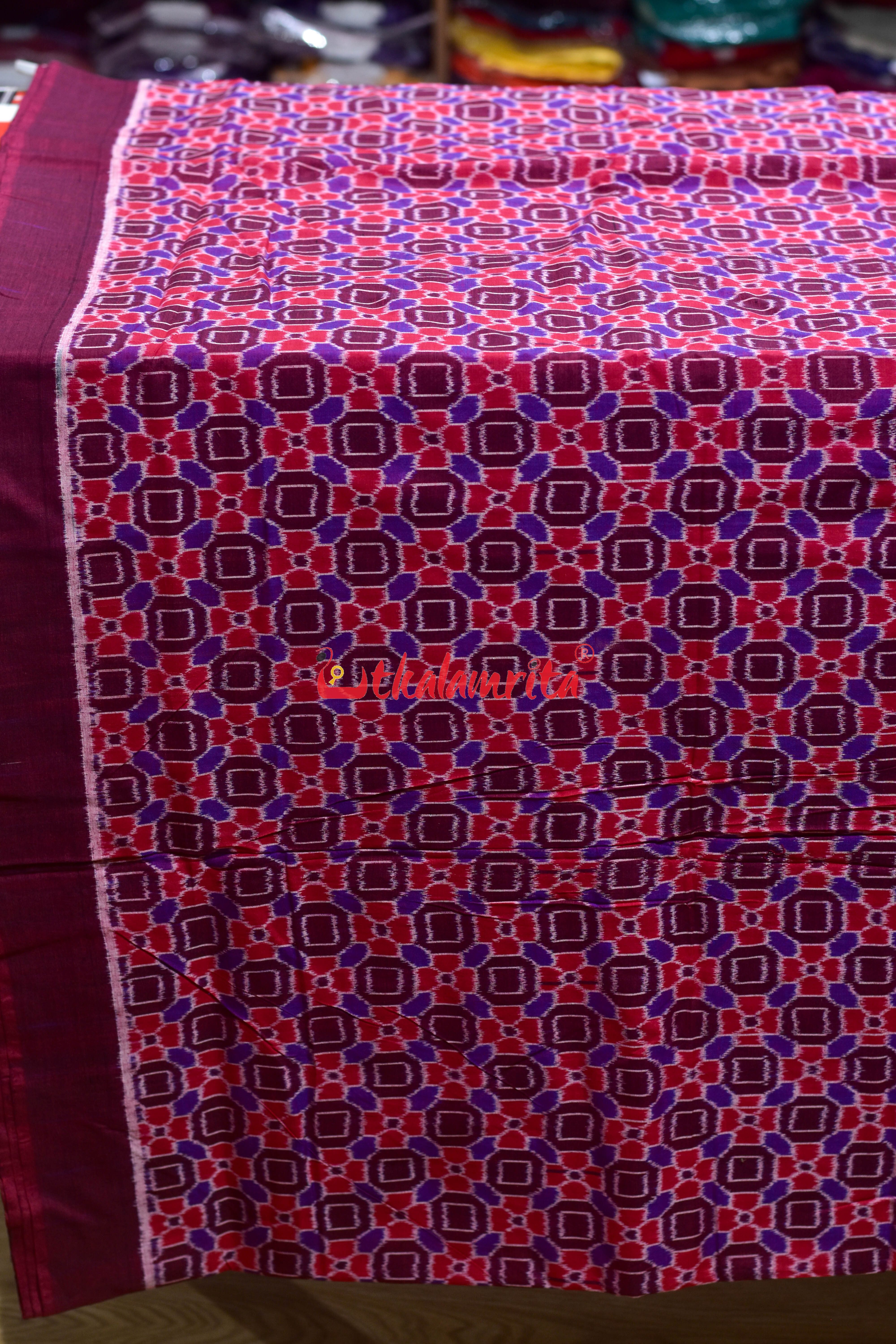 4D Red Flower Bandha Sambalpuri Cotton (Fabric)
