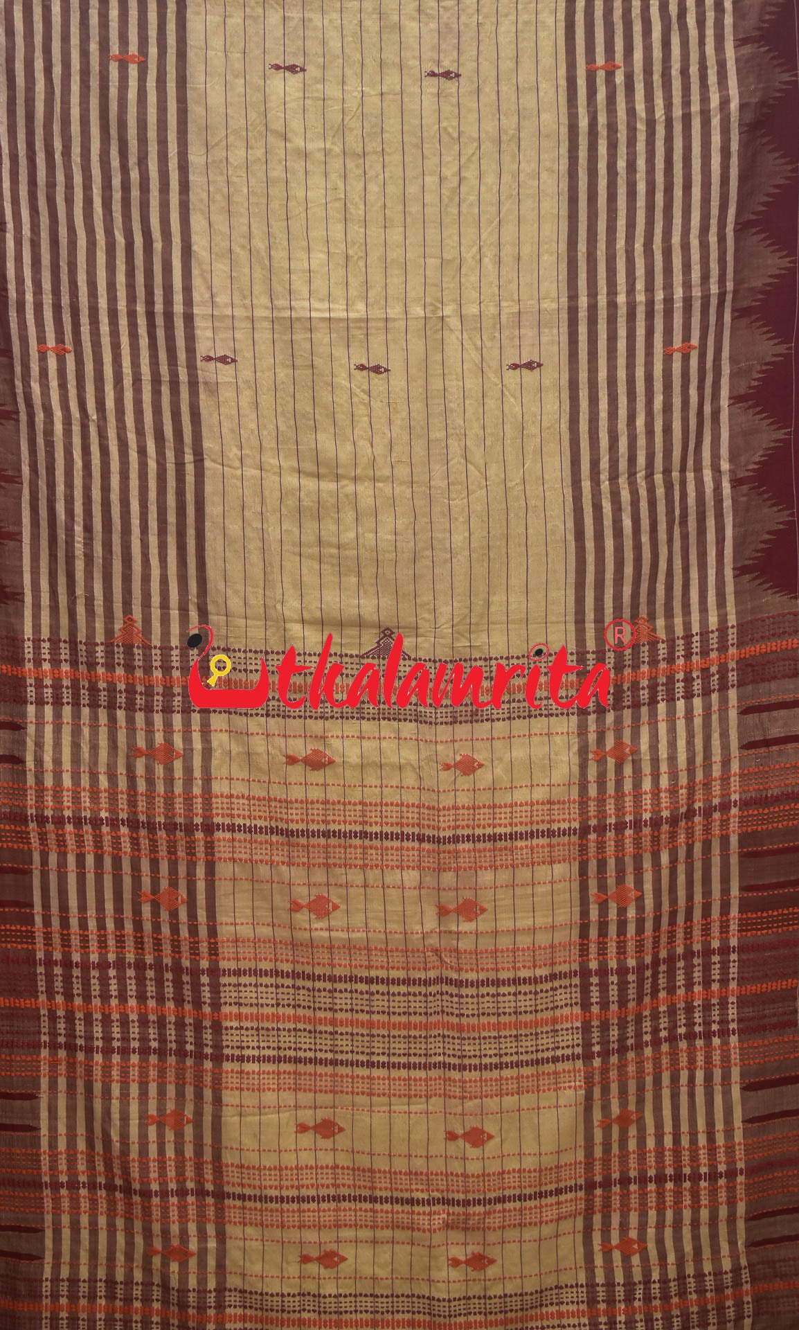 Stripes Maroon Tussar Kotpad Saree