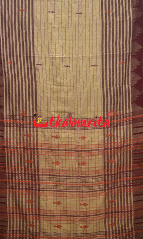 Stripes Maroon Tussar Kotpad Saree