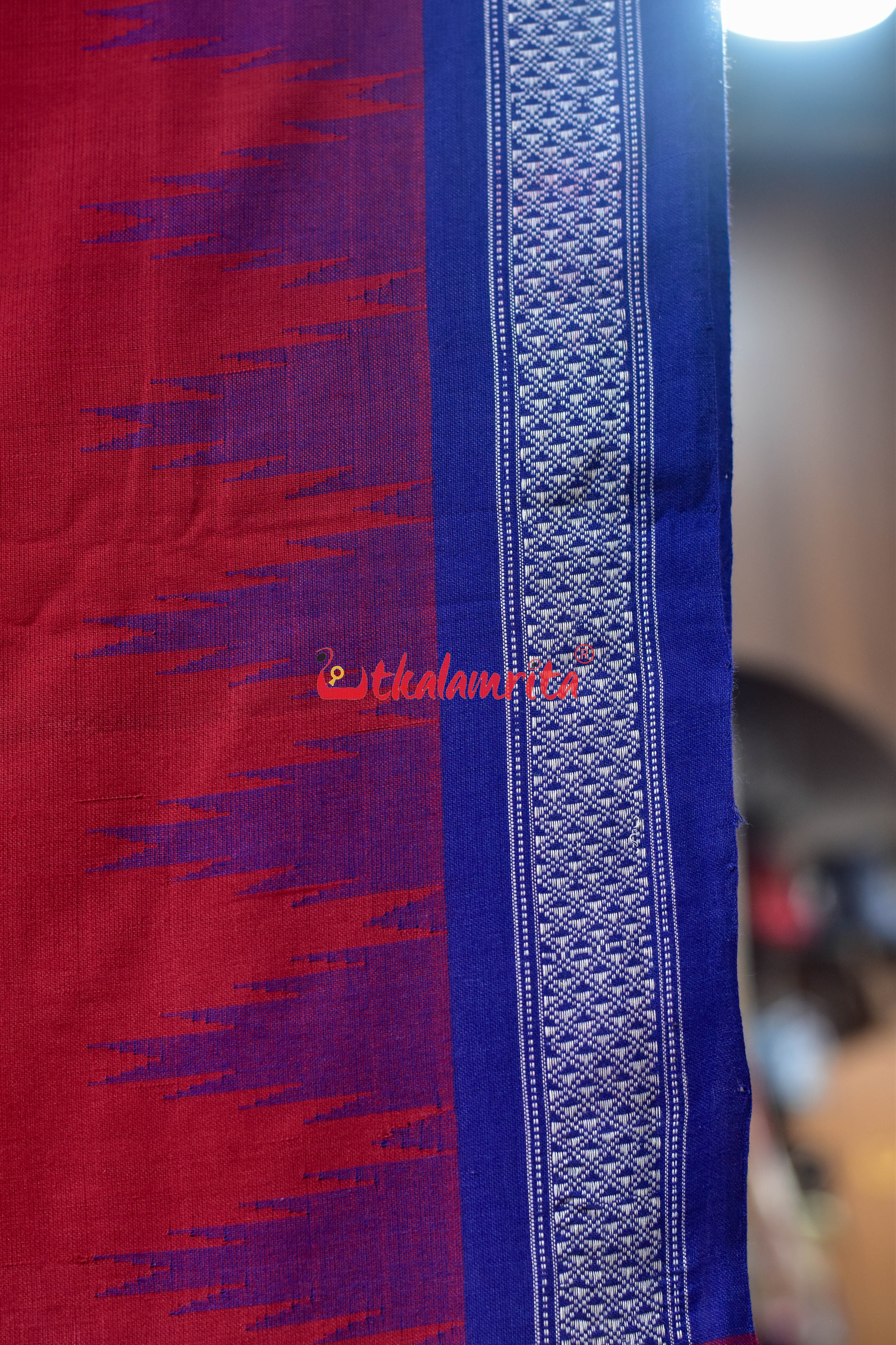 Red Blue Original Ganjam Bomkai Cotton Saree