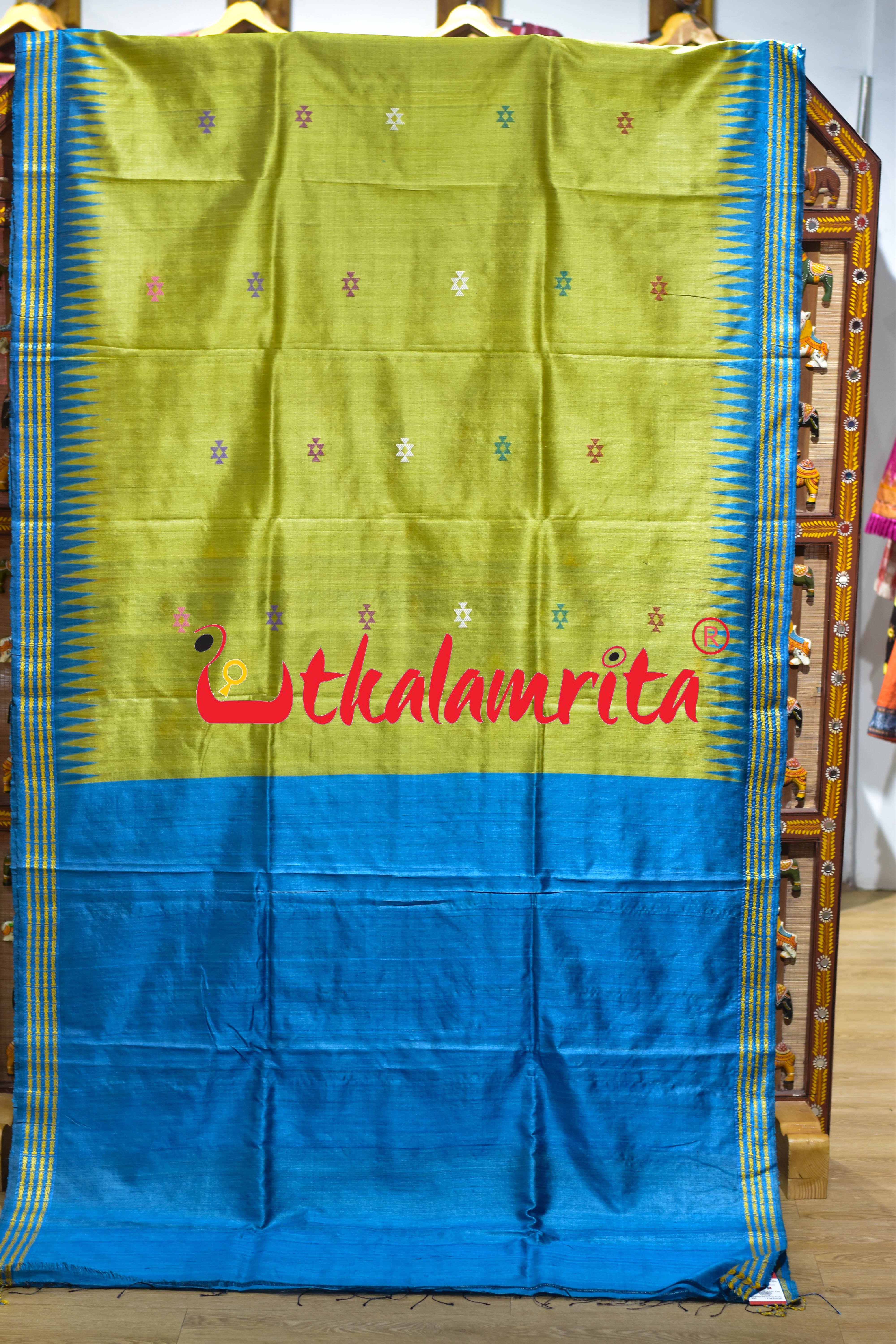 Lemon Yellow Ganjam Bomkai Inspired Gopalpur Tussar Saree