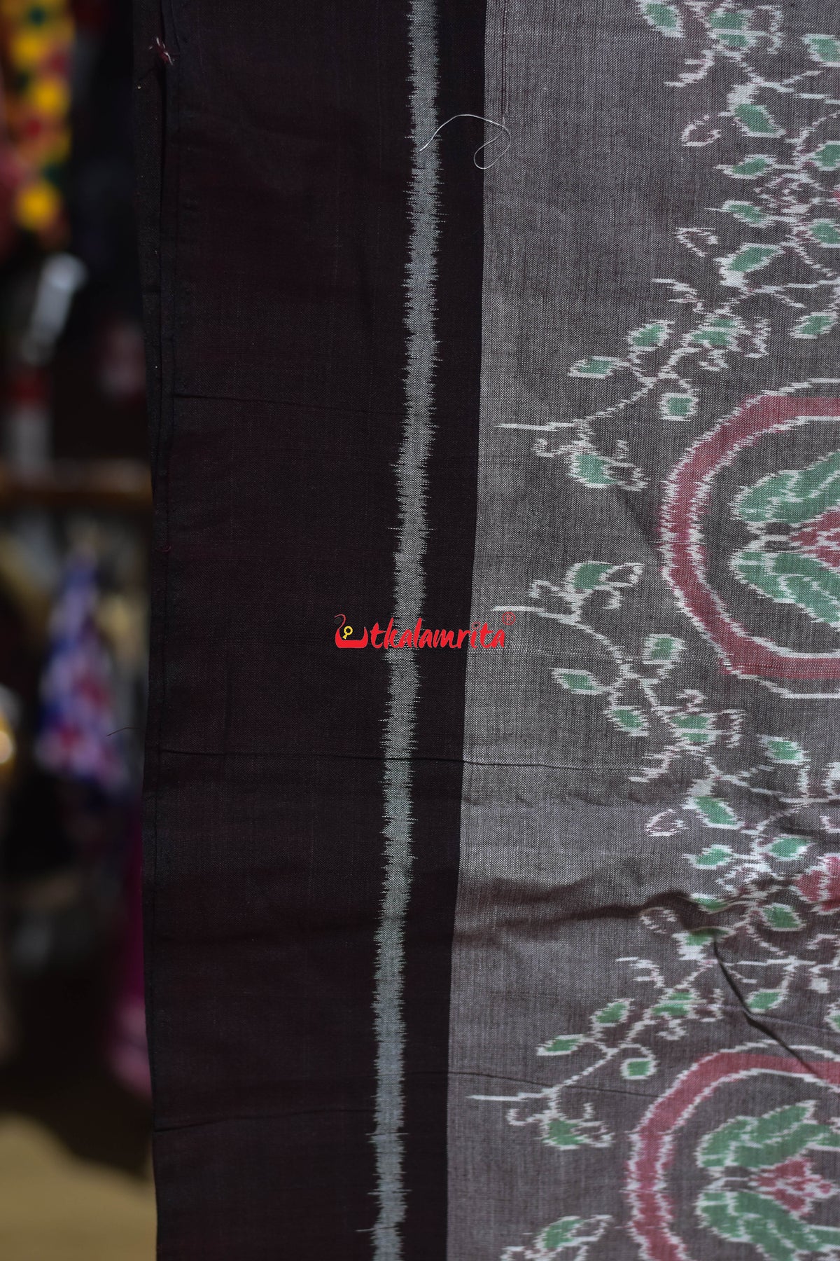 Taupe Brown Jodi parrot Sambalpuri Cotton (Fabric)