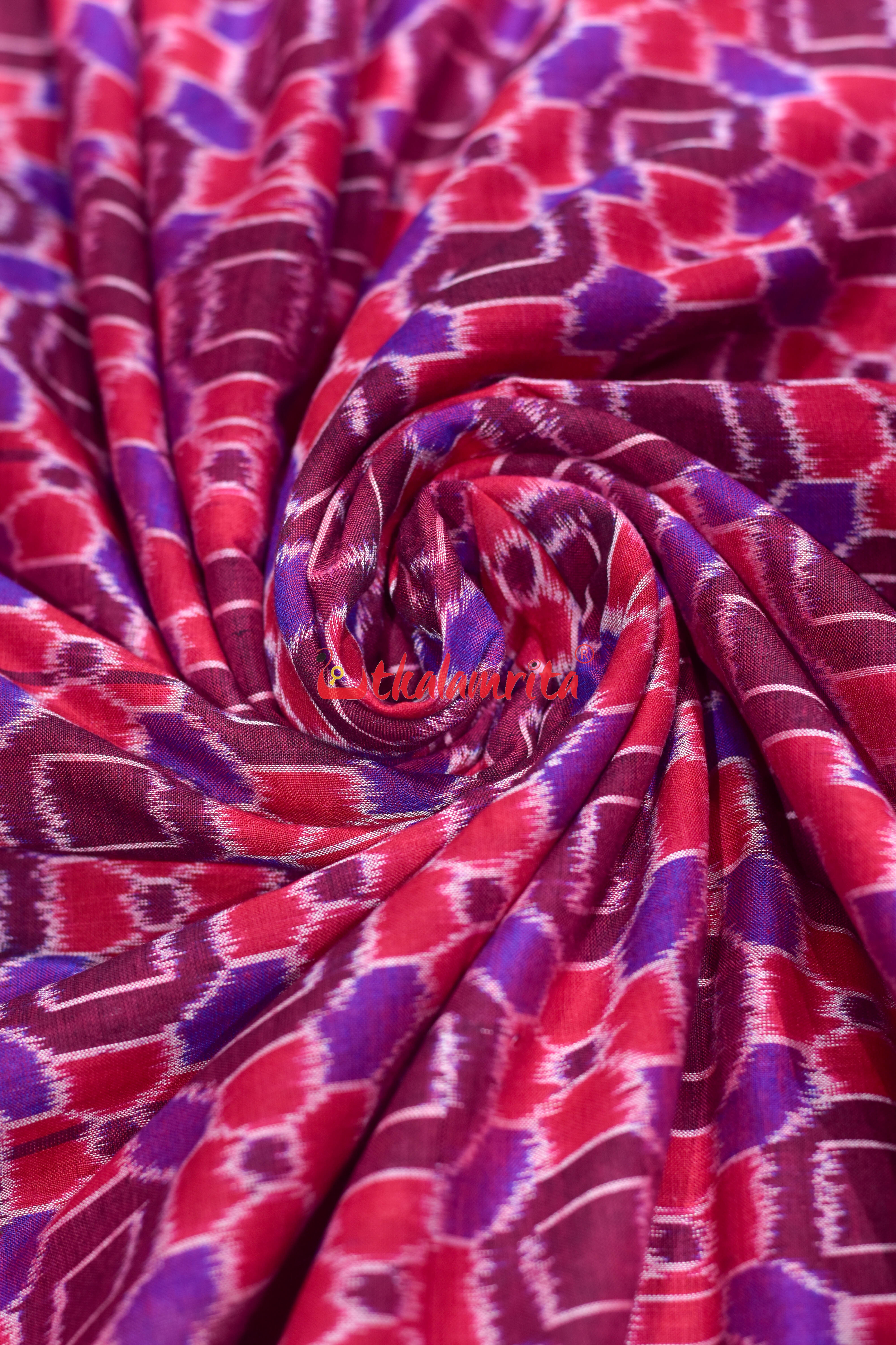 4D Red Flower Bandha Sambalpuri Cotton (Fabric)
