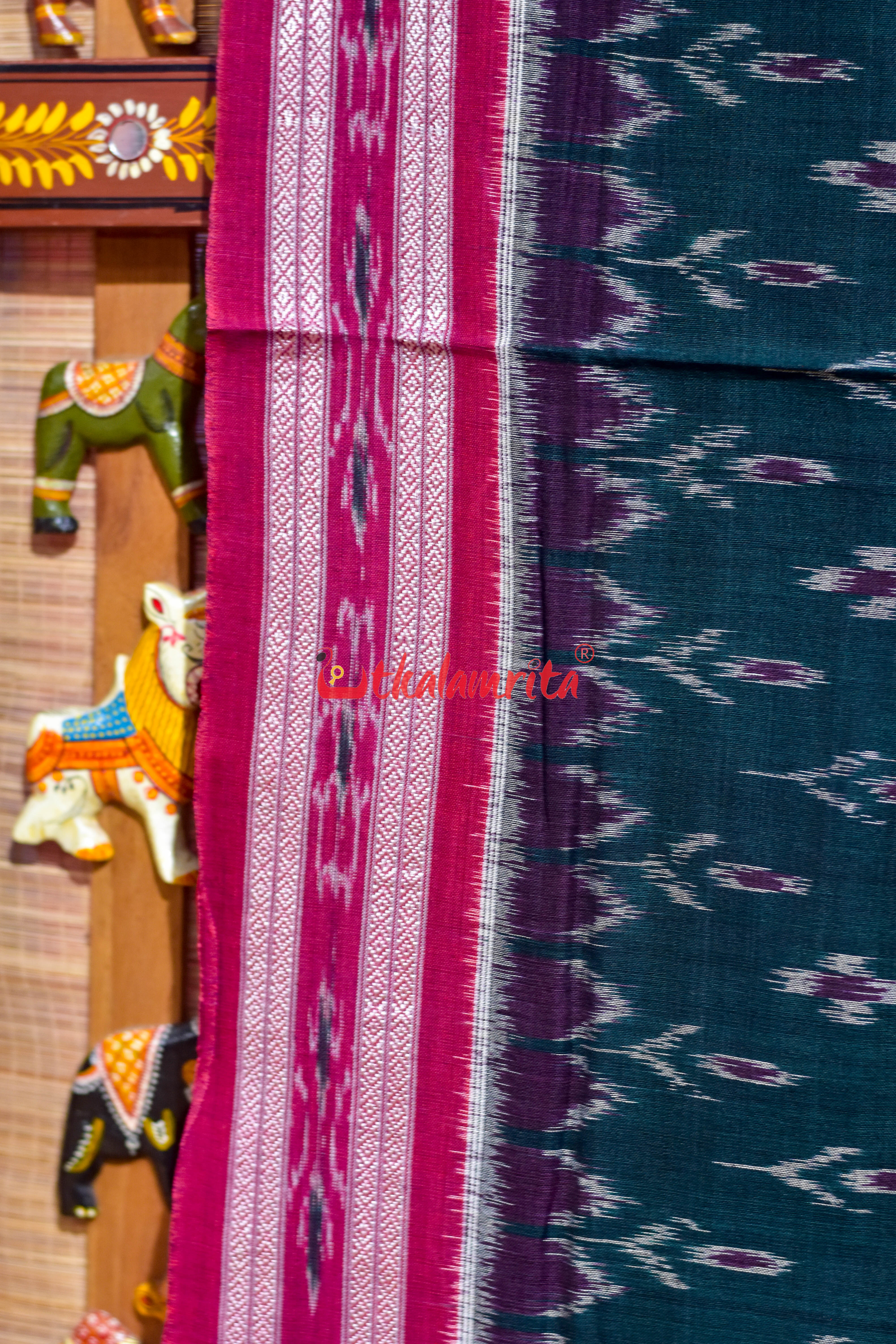 Bottle Green kadha Pasapali Khandua Cotton Saree