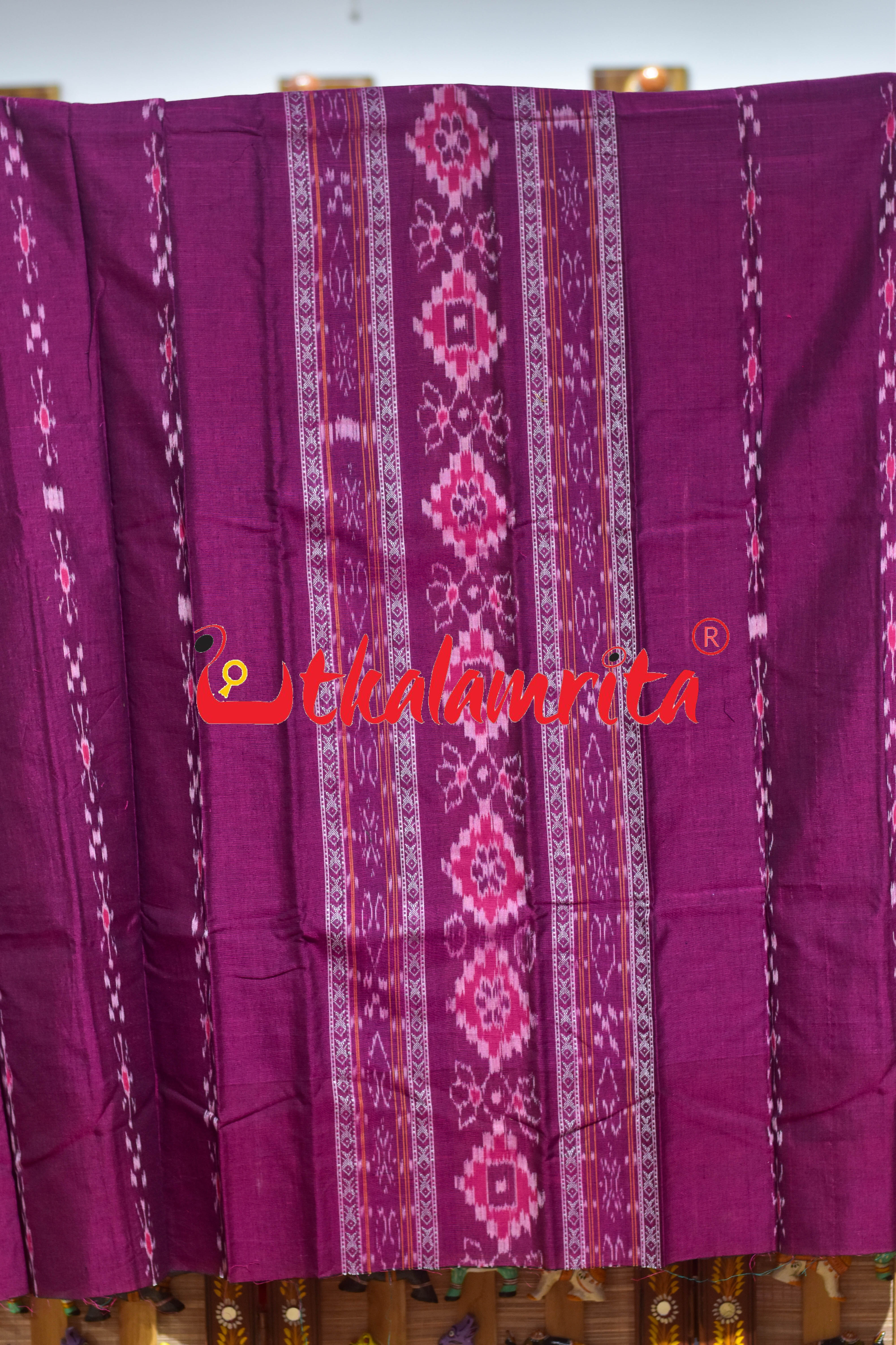 Magenta Golden Middle Design Cotton Dress Set