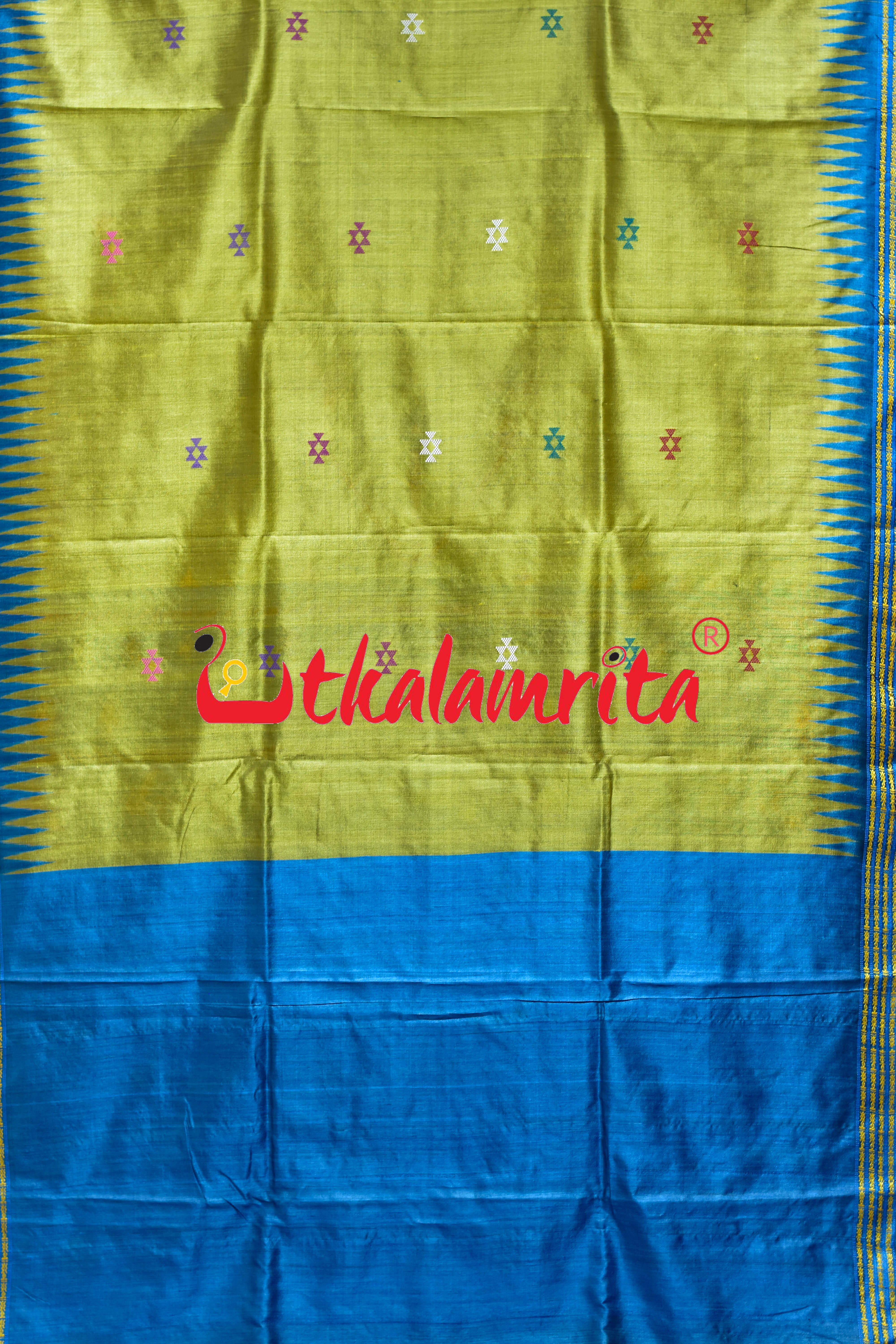 Lemon Yellow Ganjam Bomkai Inspired Gopalpur Tussar Saree