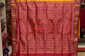 Half Tissue Yellow Rani Bomkai Silk Saree