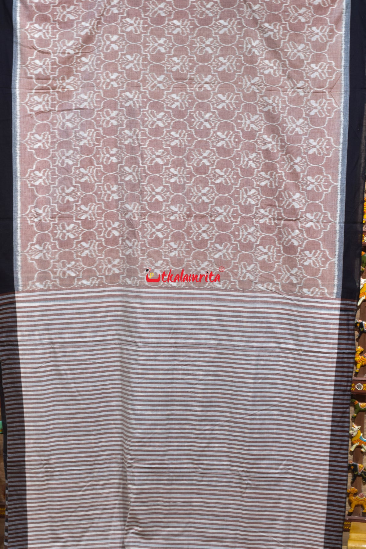 Butterfly Peach Maniabandha Cotton Saree