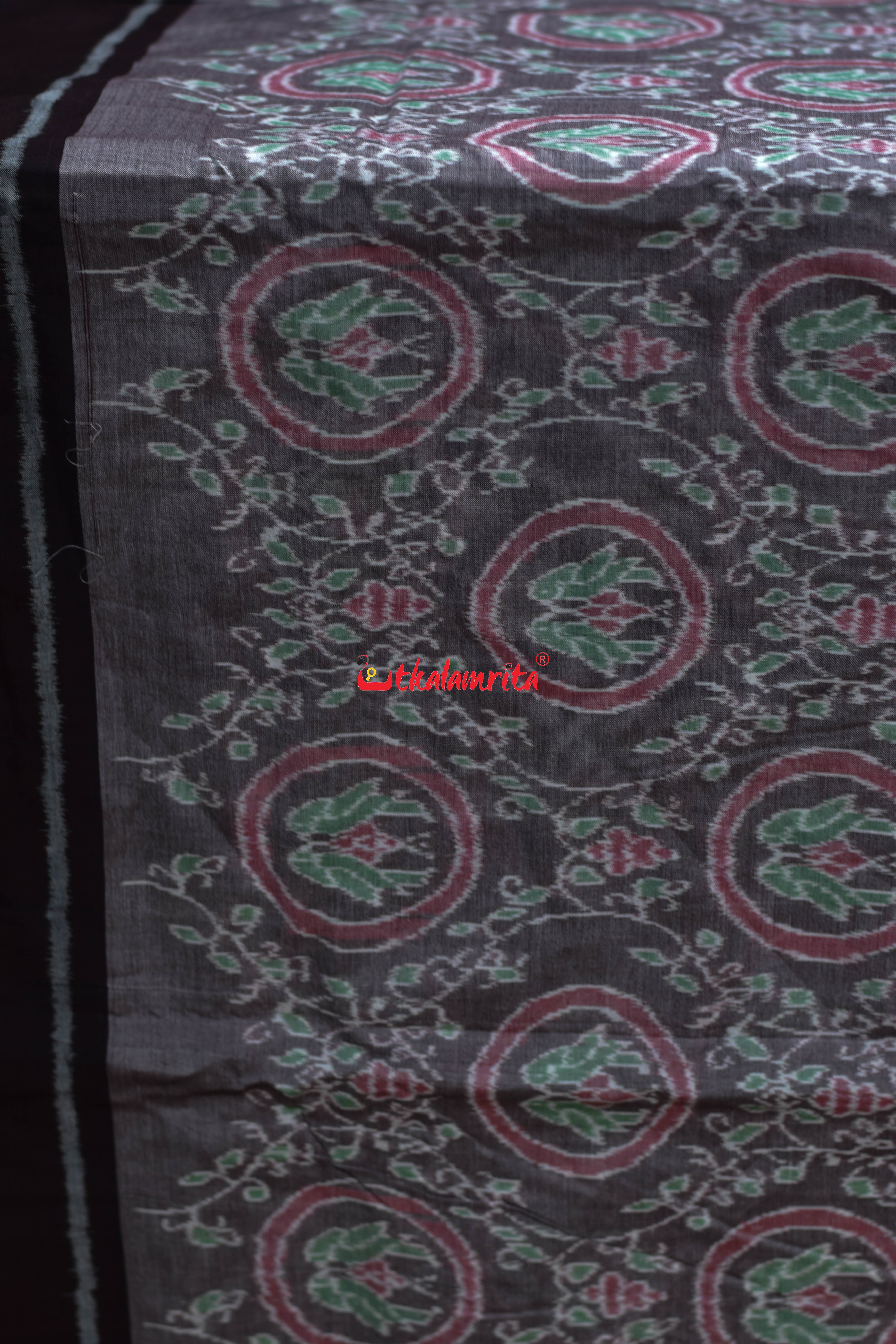 Taupe Brown Jodi parrot Sambalpuri Cotton (Fabric)