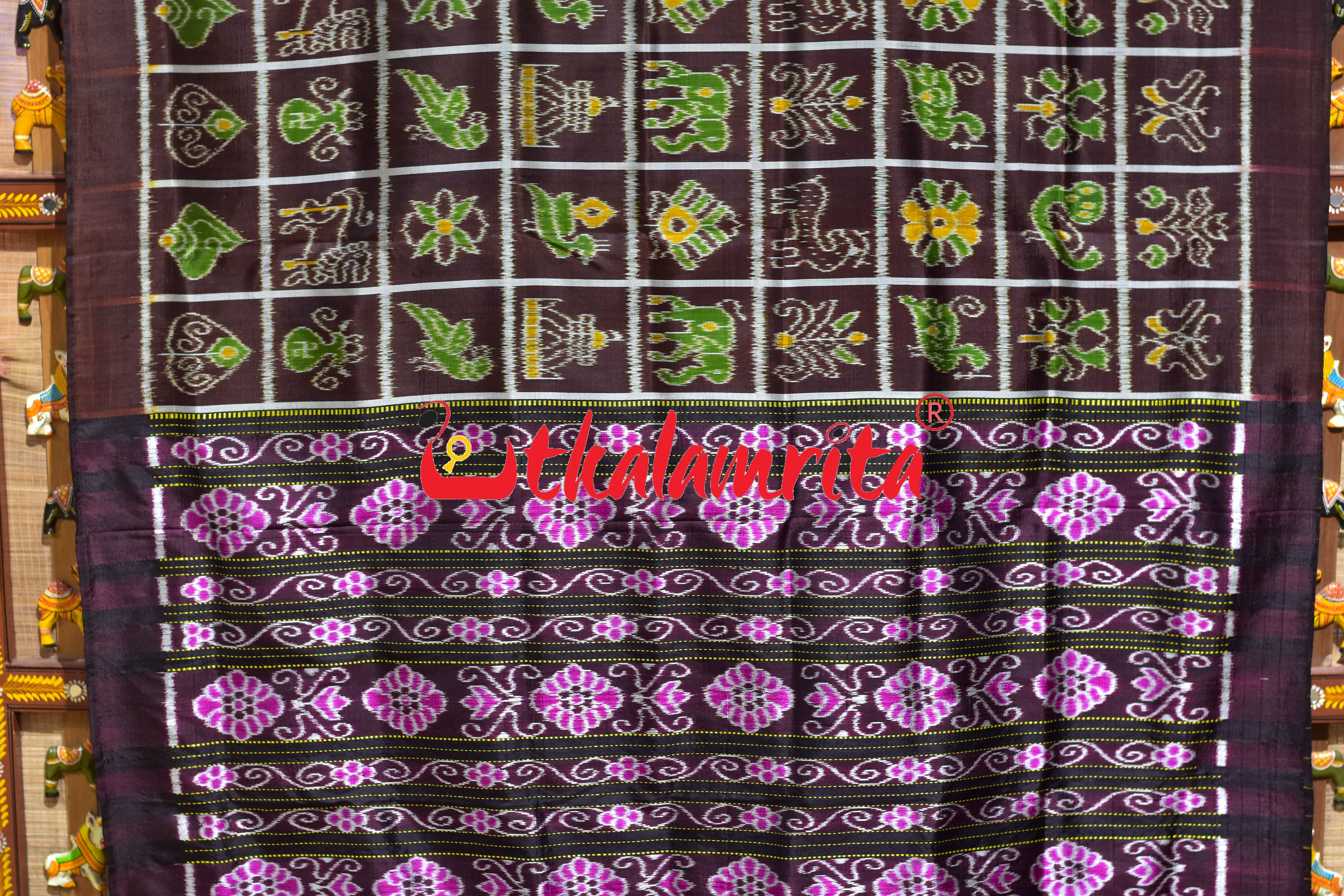 Coffee Self Nabakothi Khandua Silk Saree