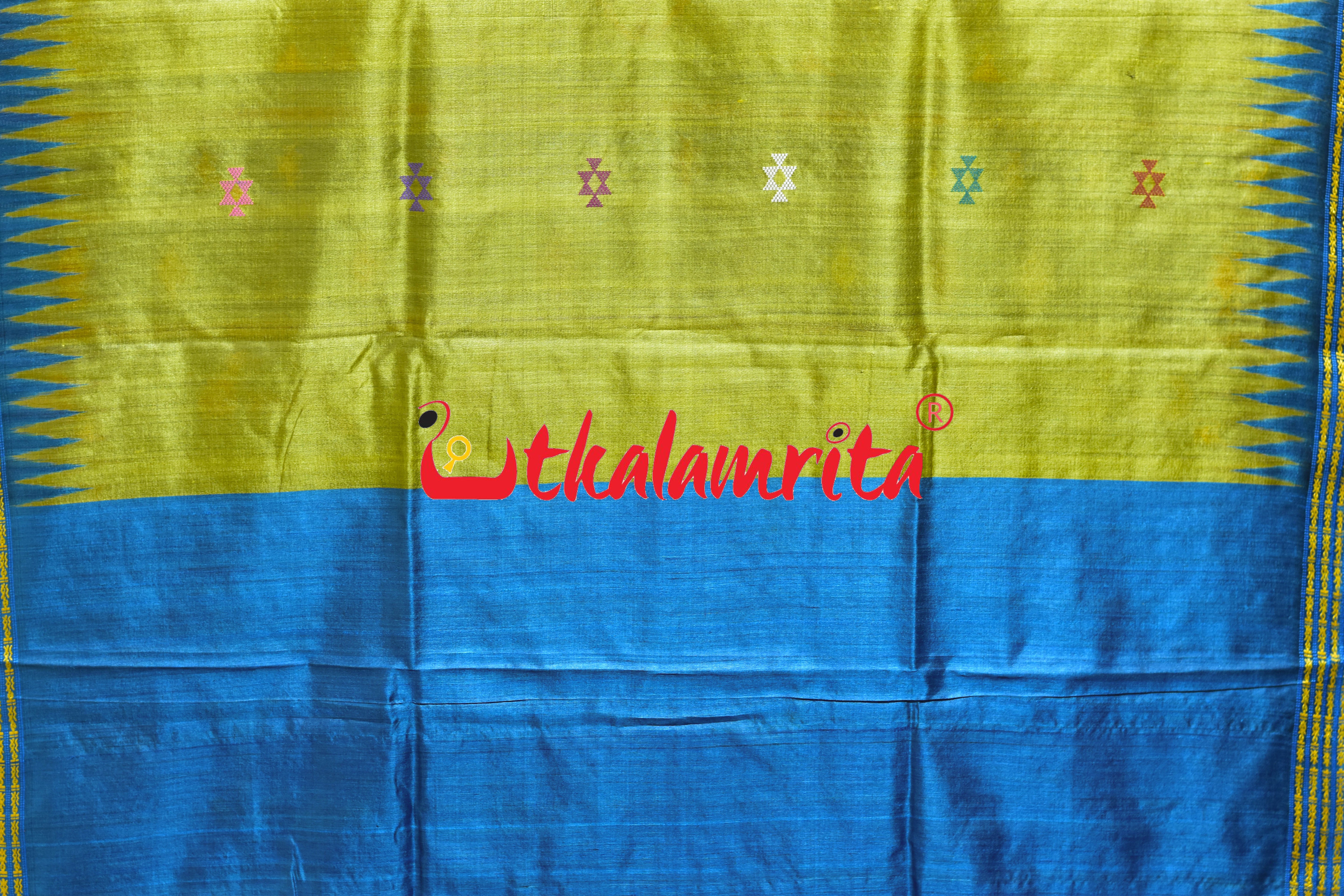 Lemon Yellow Ganjam Bomkai Inspired Gopalpur Tussar Saree
