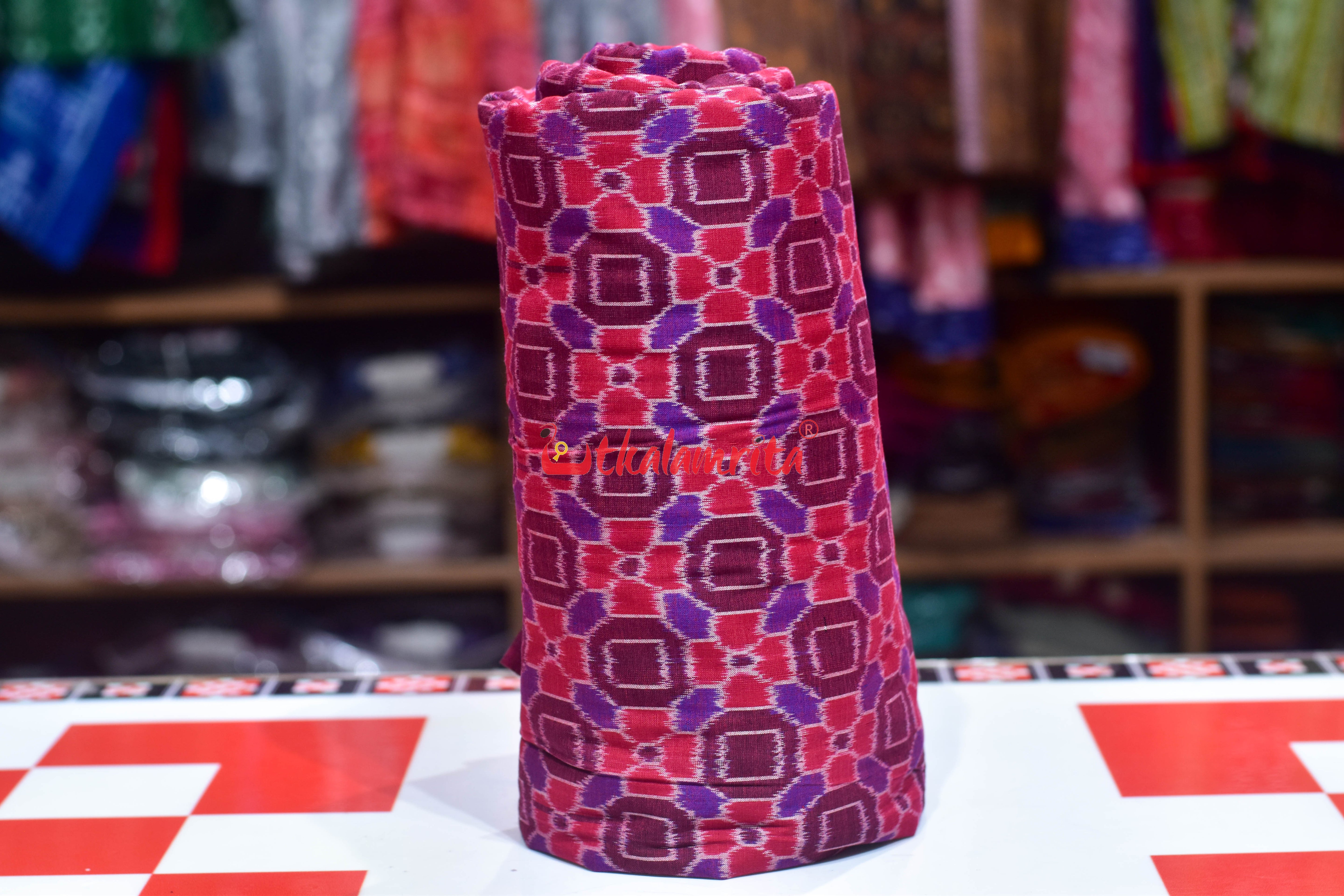 4D Red Flower Bandha Sambalpuri Cotton (Fabric)