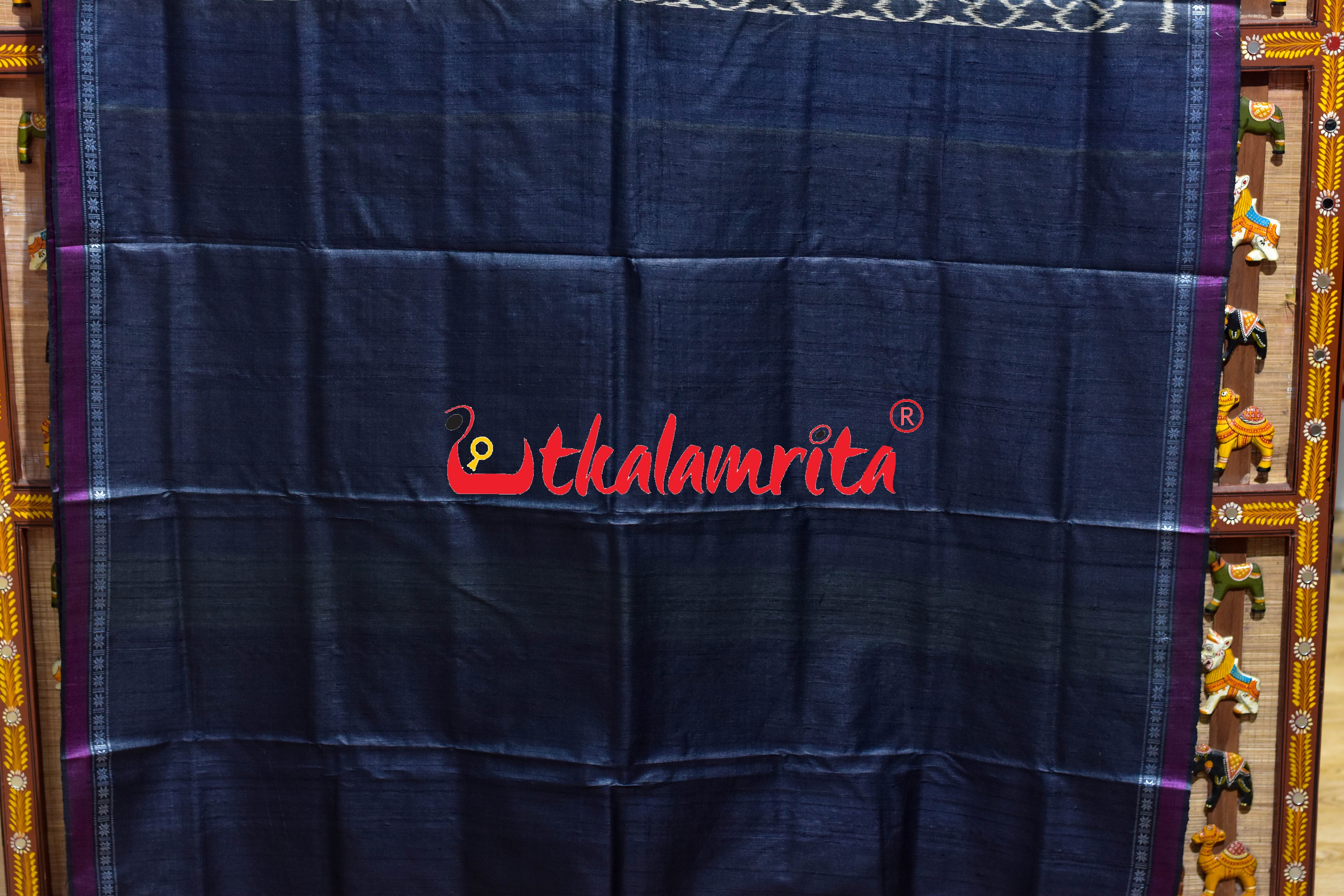 Black Hibiscus Gopalpur Tussar Silk Saree