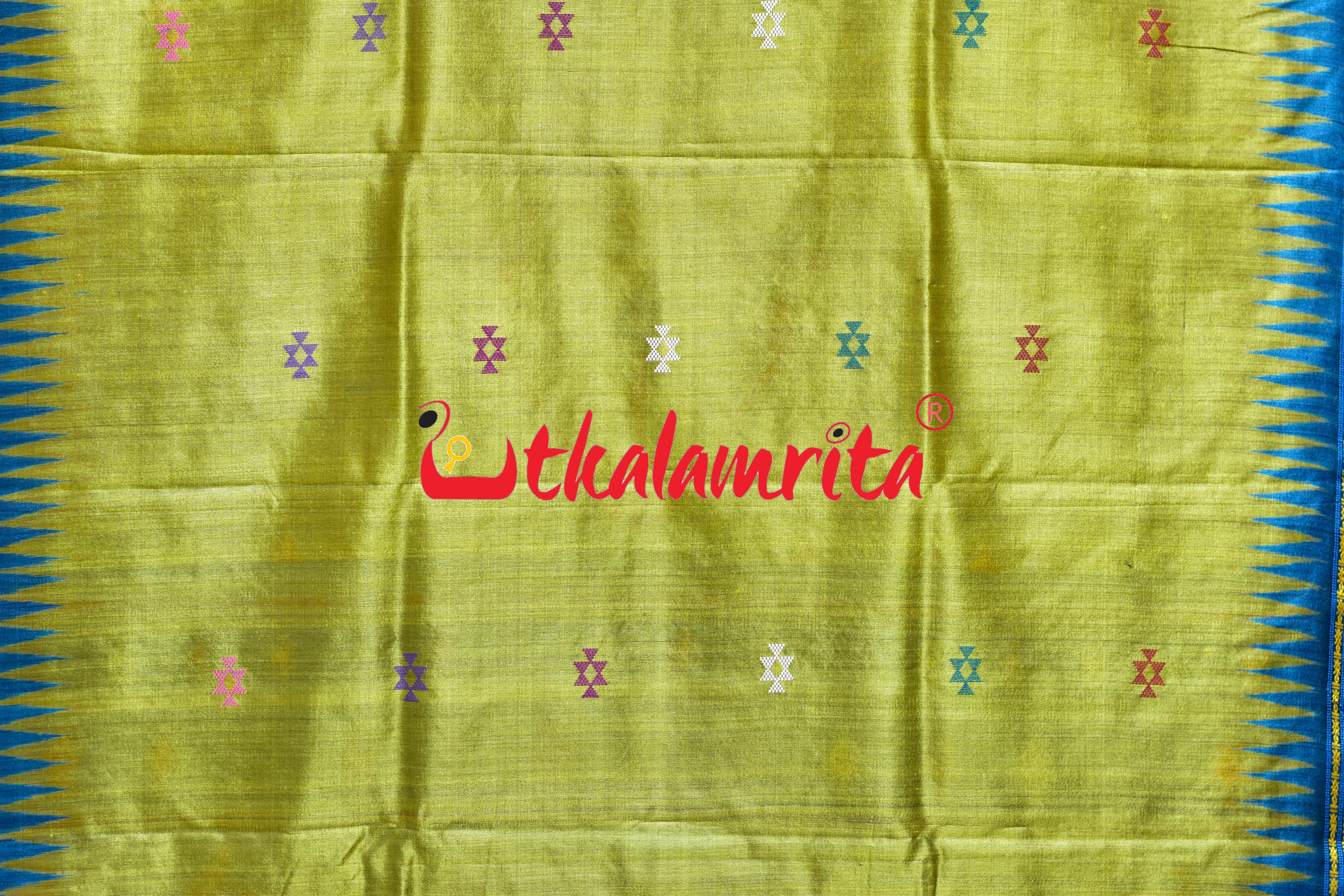 Lemon Yellow Ganjam Bomkai Inspired Gopalpur Tussar Saree