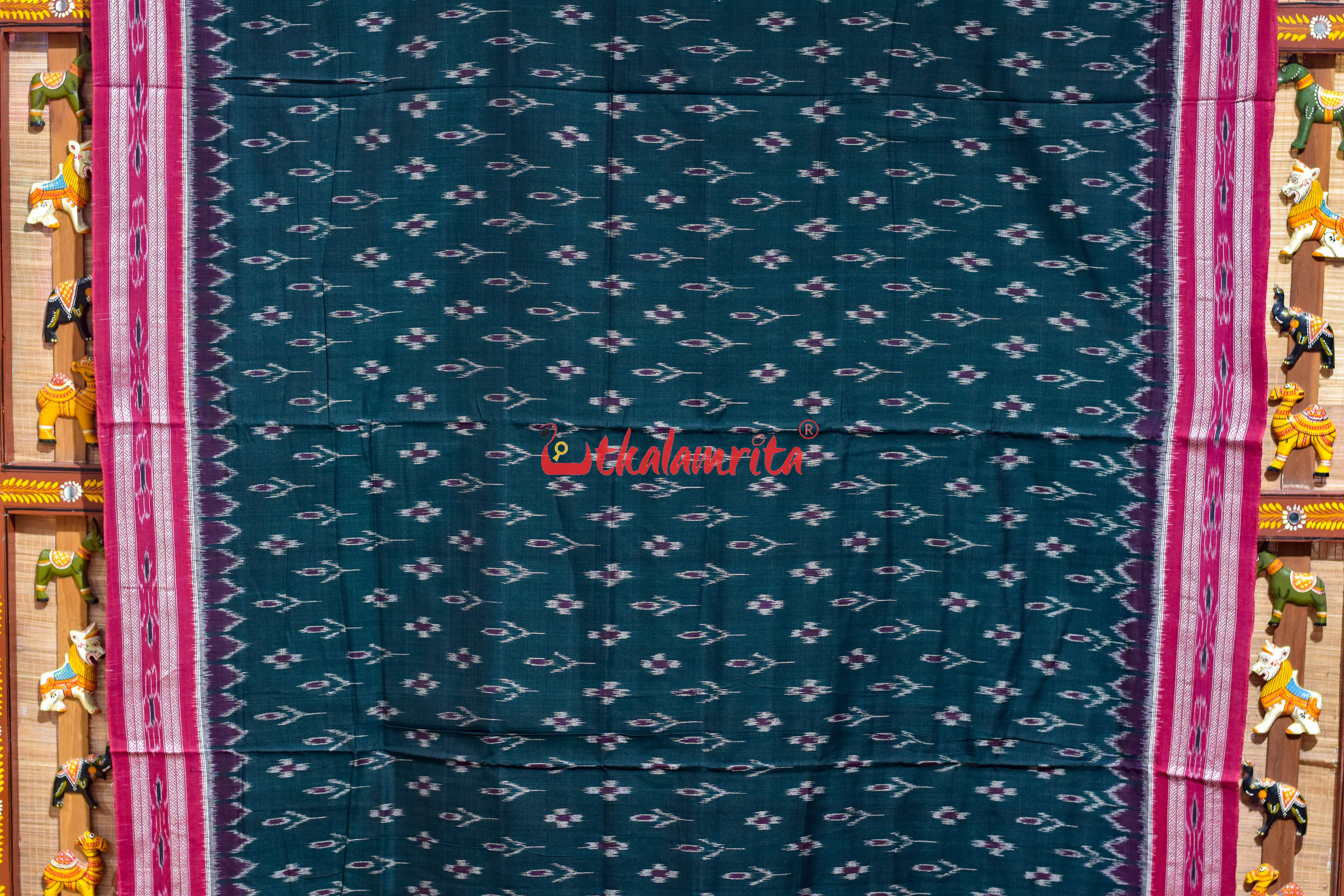 Bottle Green kadha Pasapali Khandua Cotton Saree