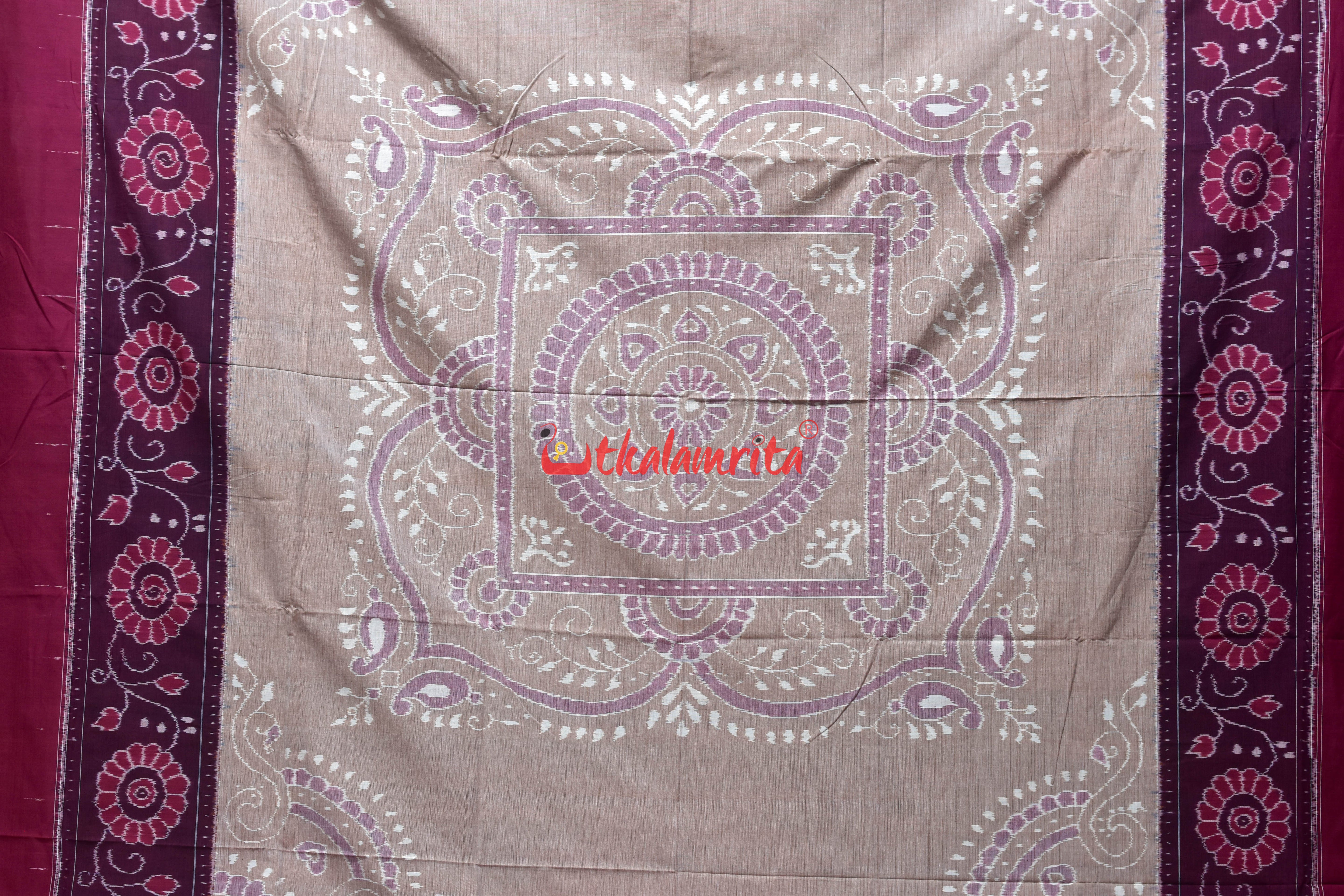Maroon Cream Flower Bandha Bedsheet