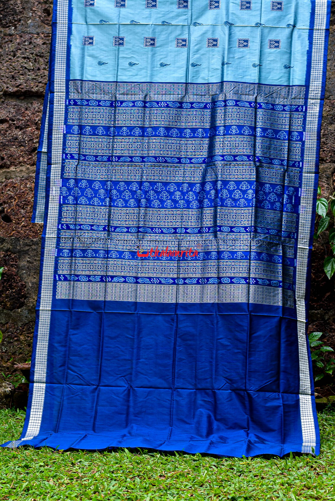 Aqua Tribal Bomkai Silk Saree