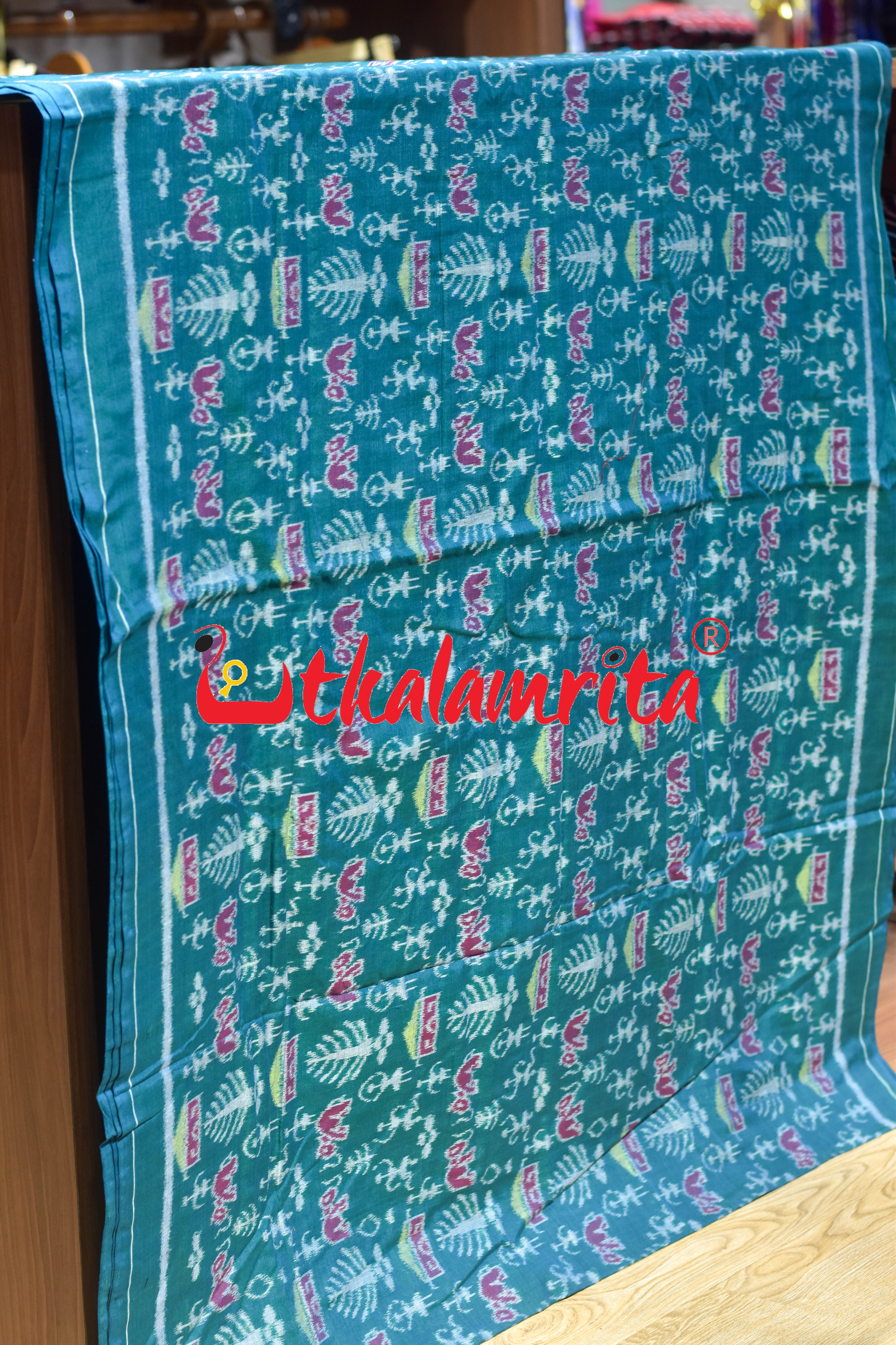 Forest Green Tribal Elephant Sambalpuri Cotton (Fabric)