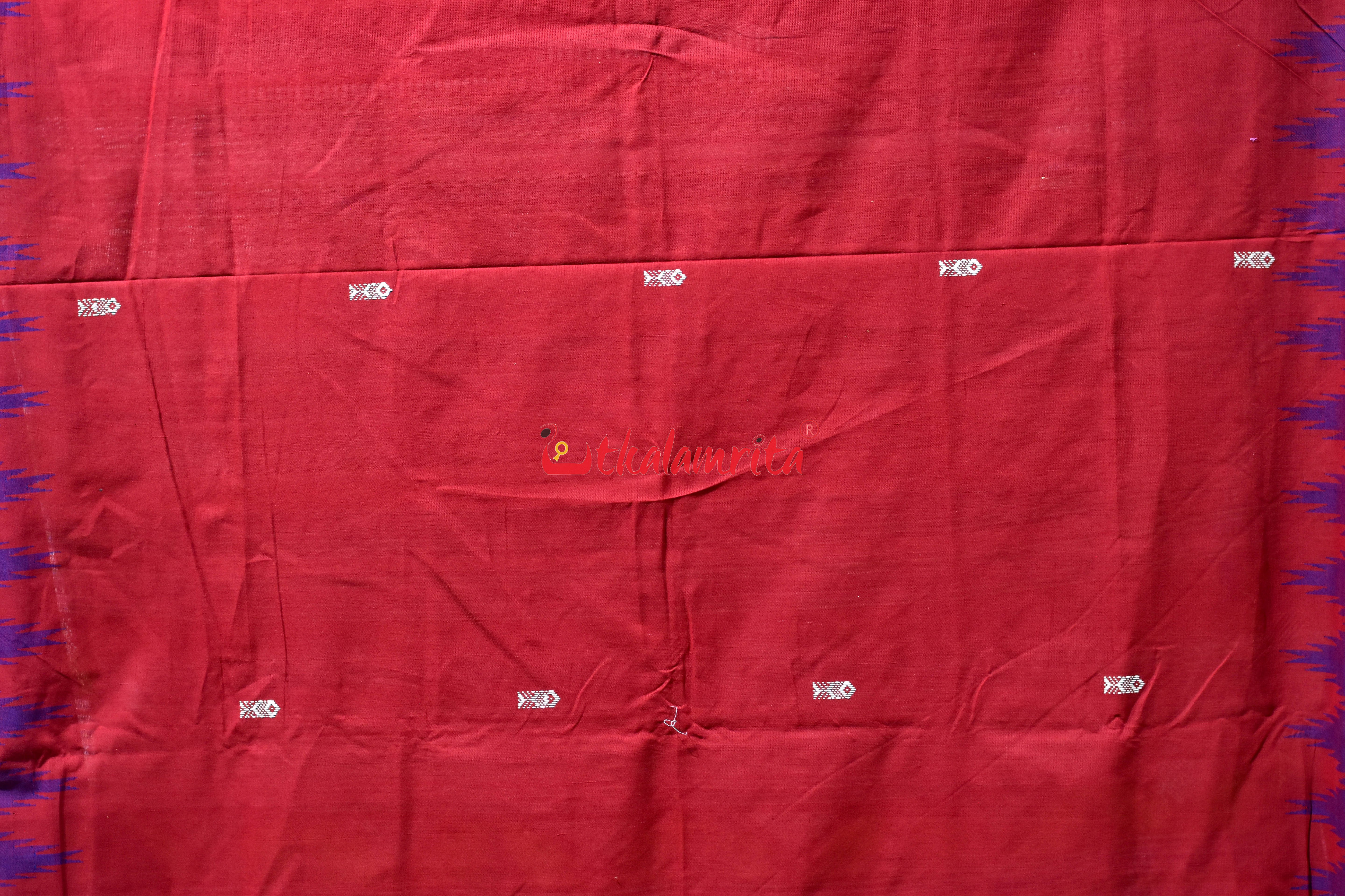 Red Blue Original Ganjam Bomkai Cotton Saree