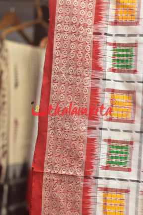 Mini Aswini White Sambalpuri Silk Saree