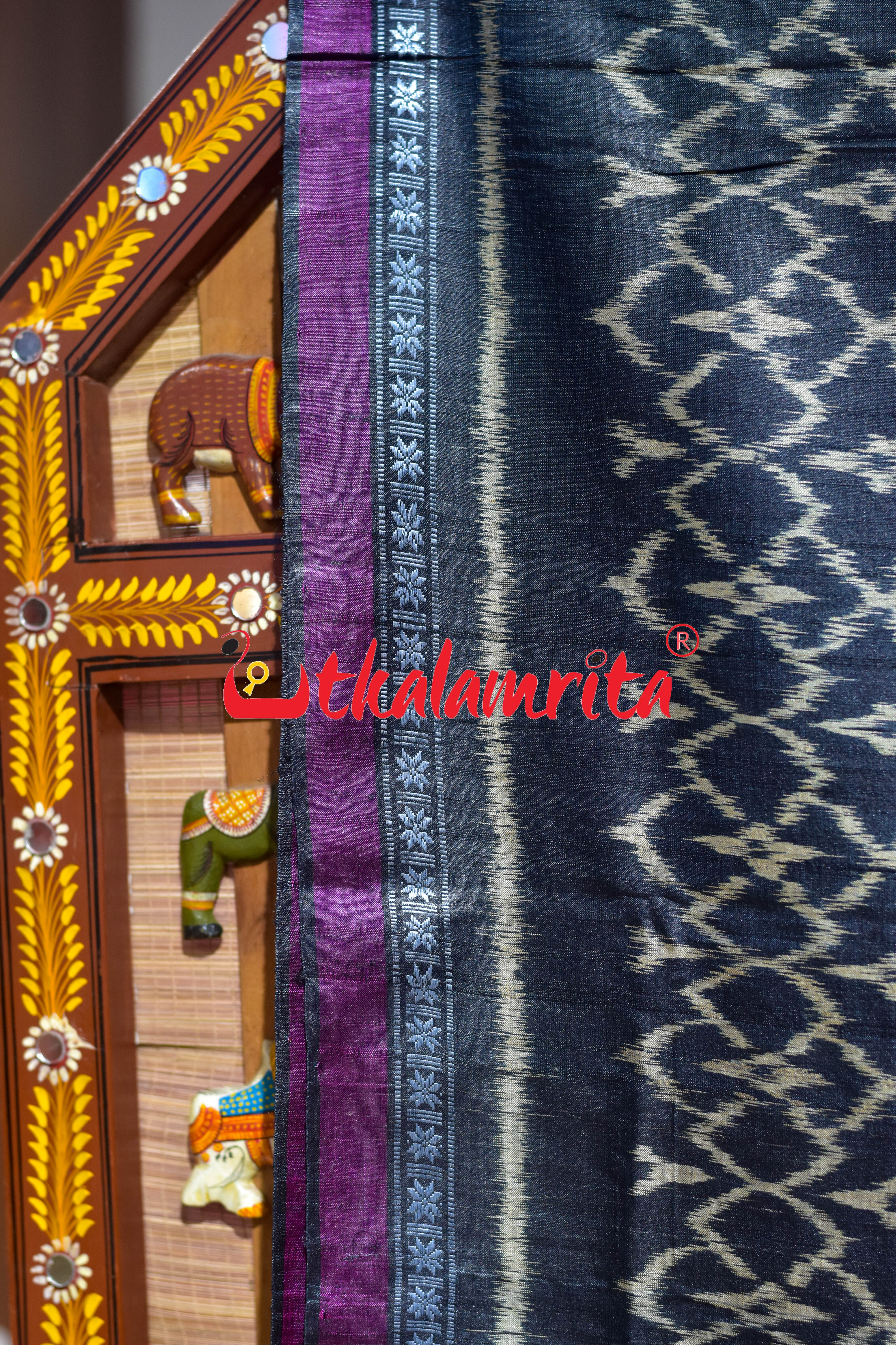 Black Hibiscus Gopalpur Tussar Silk Saree