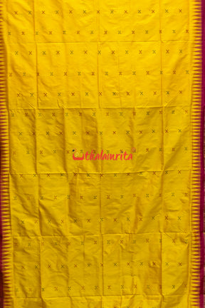 Half Tissue Yellow Rani Bomkai Silk Saree