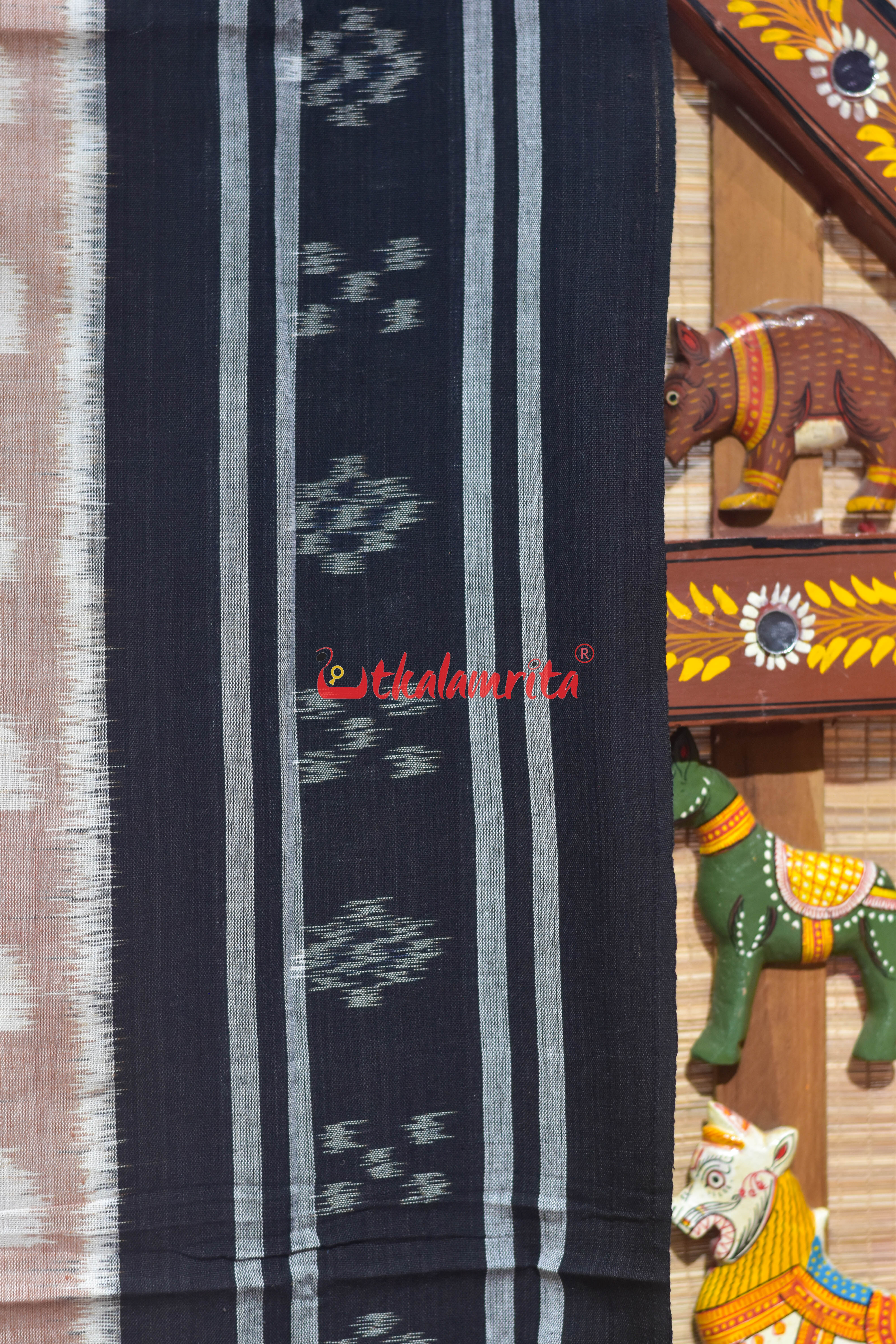 Half half Brown Peach Khandua Cotton Saree