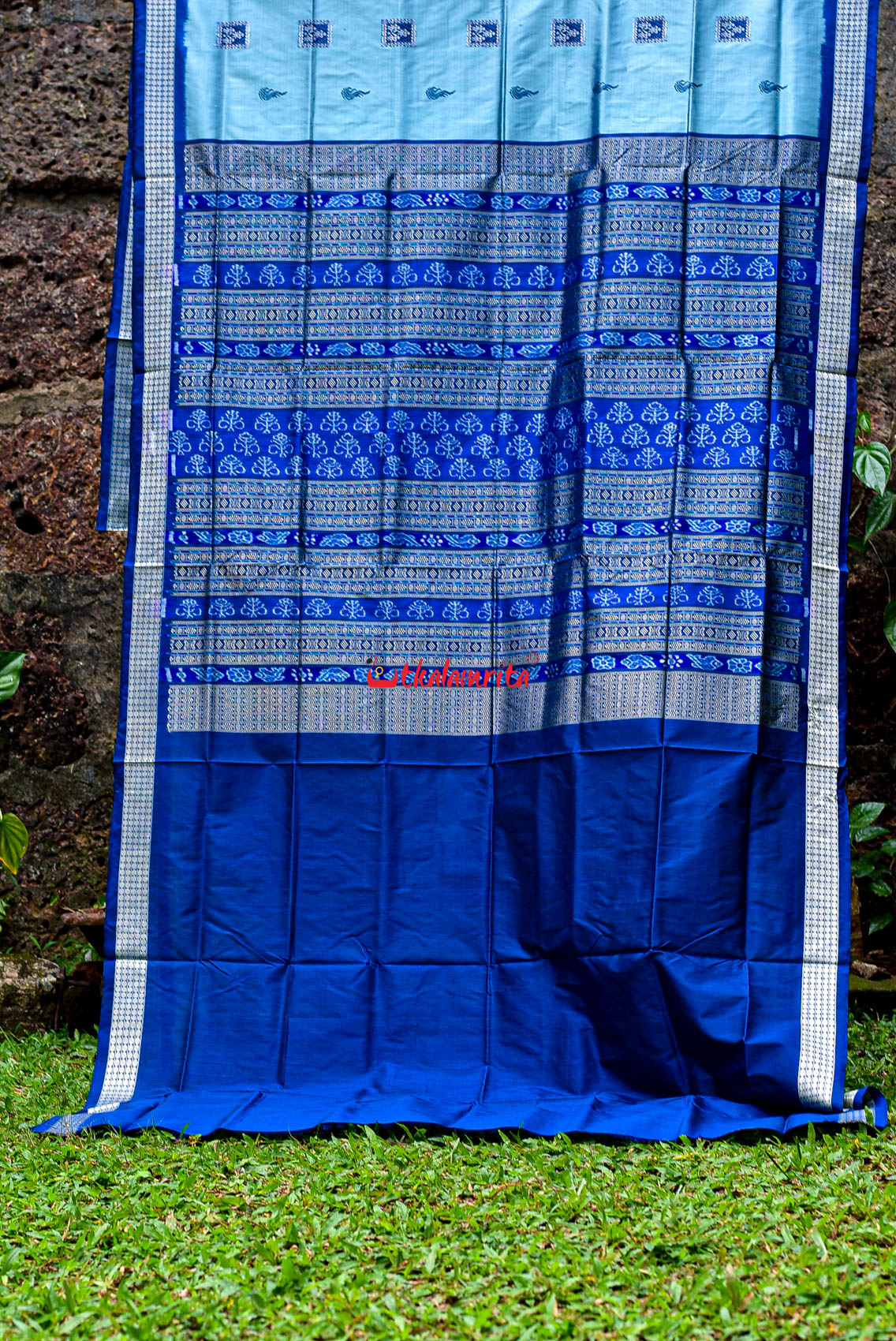 Aqua Tribal Bomkai Silk Saree