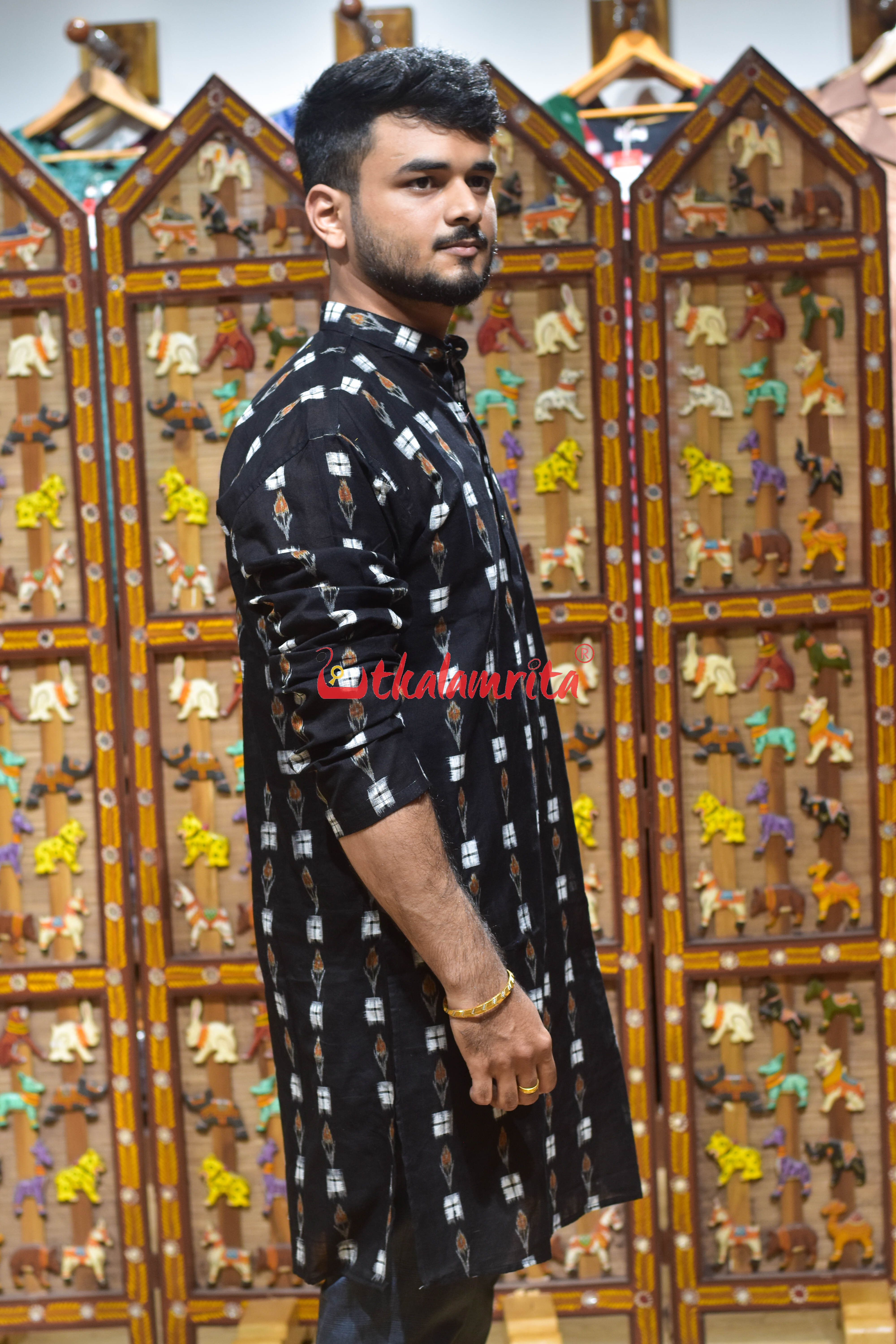 Black Labanga Pasapali (Men's Long Kurta)