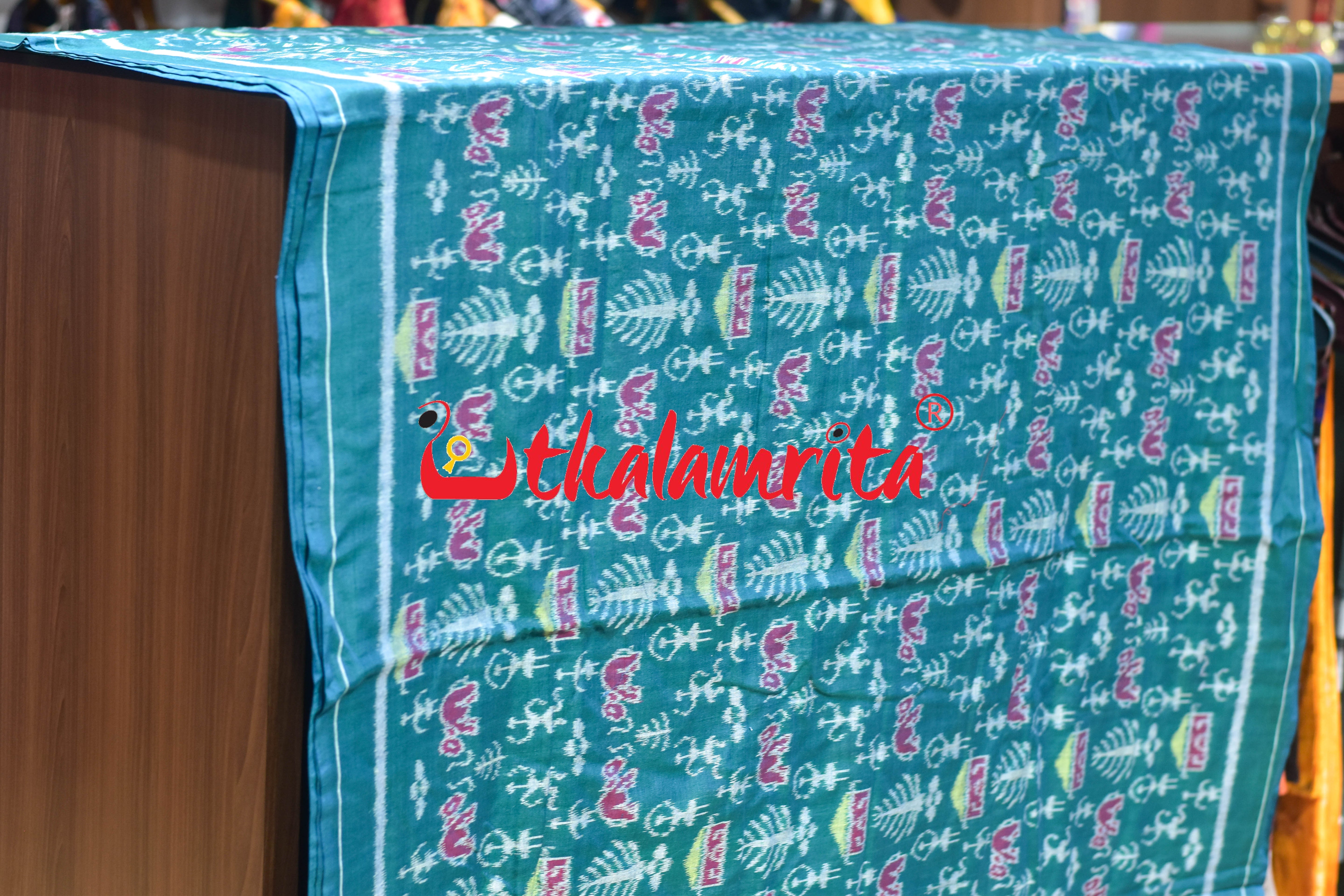 Forest Green Tribal Elephant Sambalpuri Cotton (Fabric)