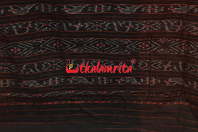 Half Half Rust Black Khandua Cotton Checks Saree