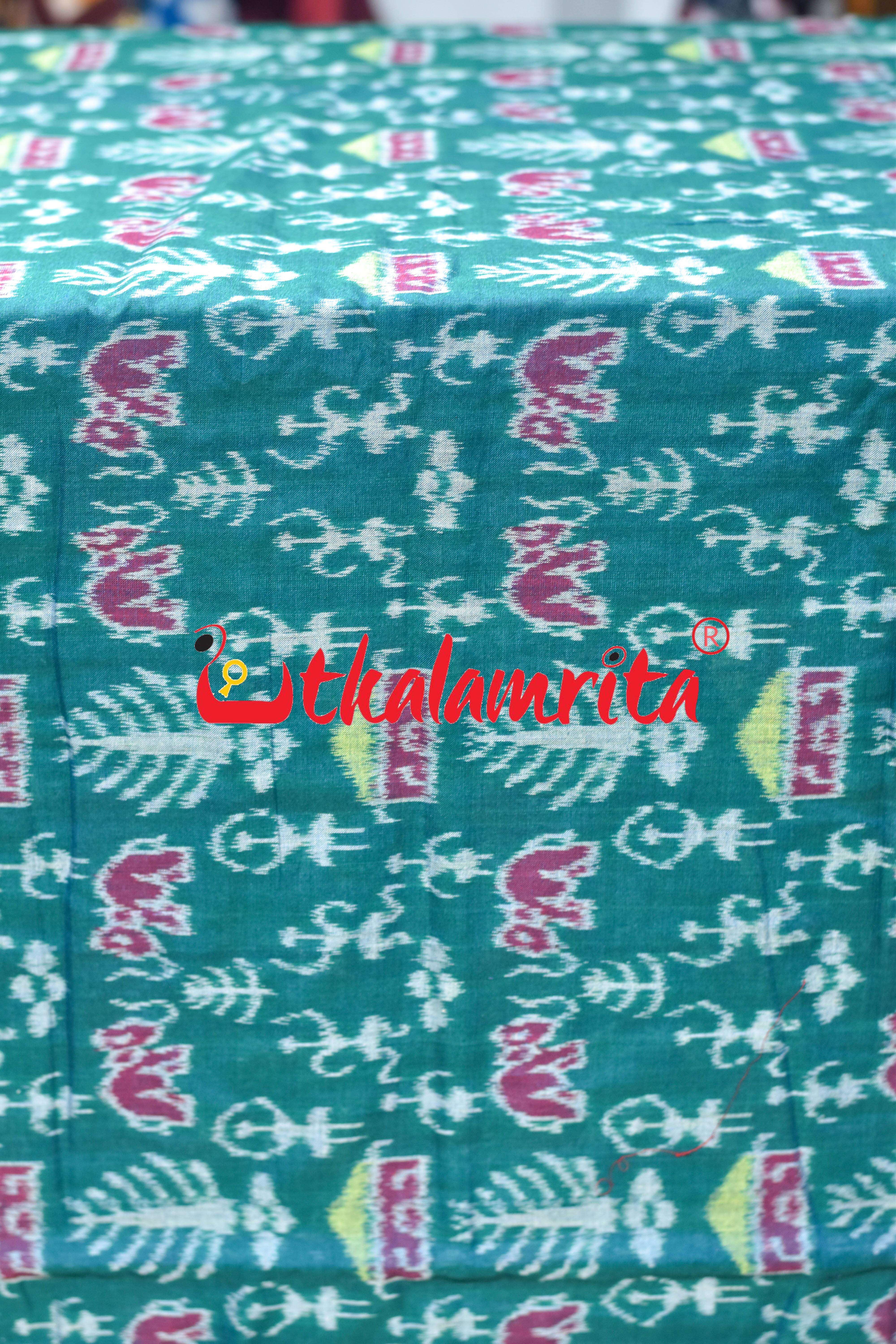 Forest Green Tribal Elephant Sambalpuri Cotton (Fabric)