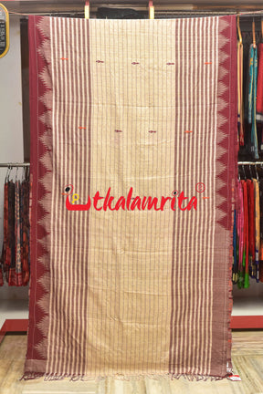 Stripes Maroon Tussar Kotpad Saree