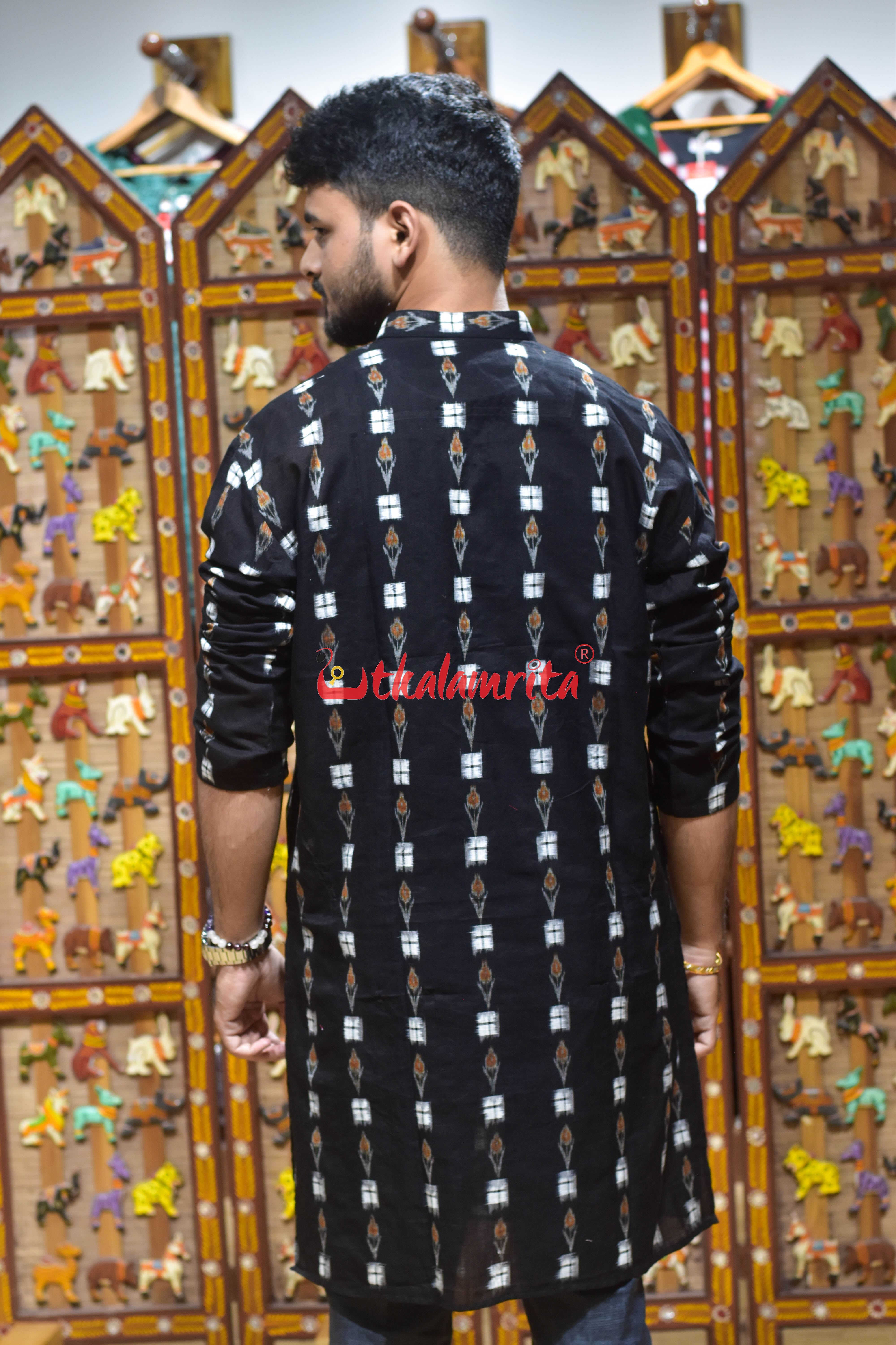 Black Labanga Pasapali (Men's Long Kurta)