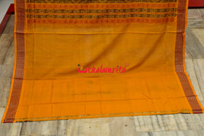 Bottle Green Yellow Padam Bomkai Cotton Saree