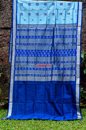 Aqua Tribal Bomkai Silk Saree