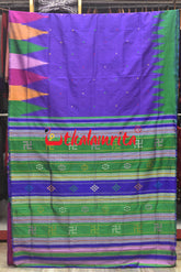 Purple with Multicolour Temple Berhampuri Double Anchal Silk Saree