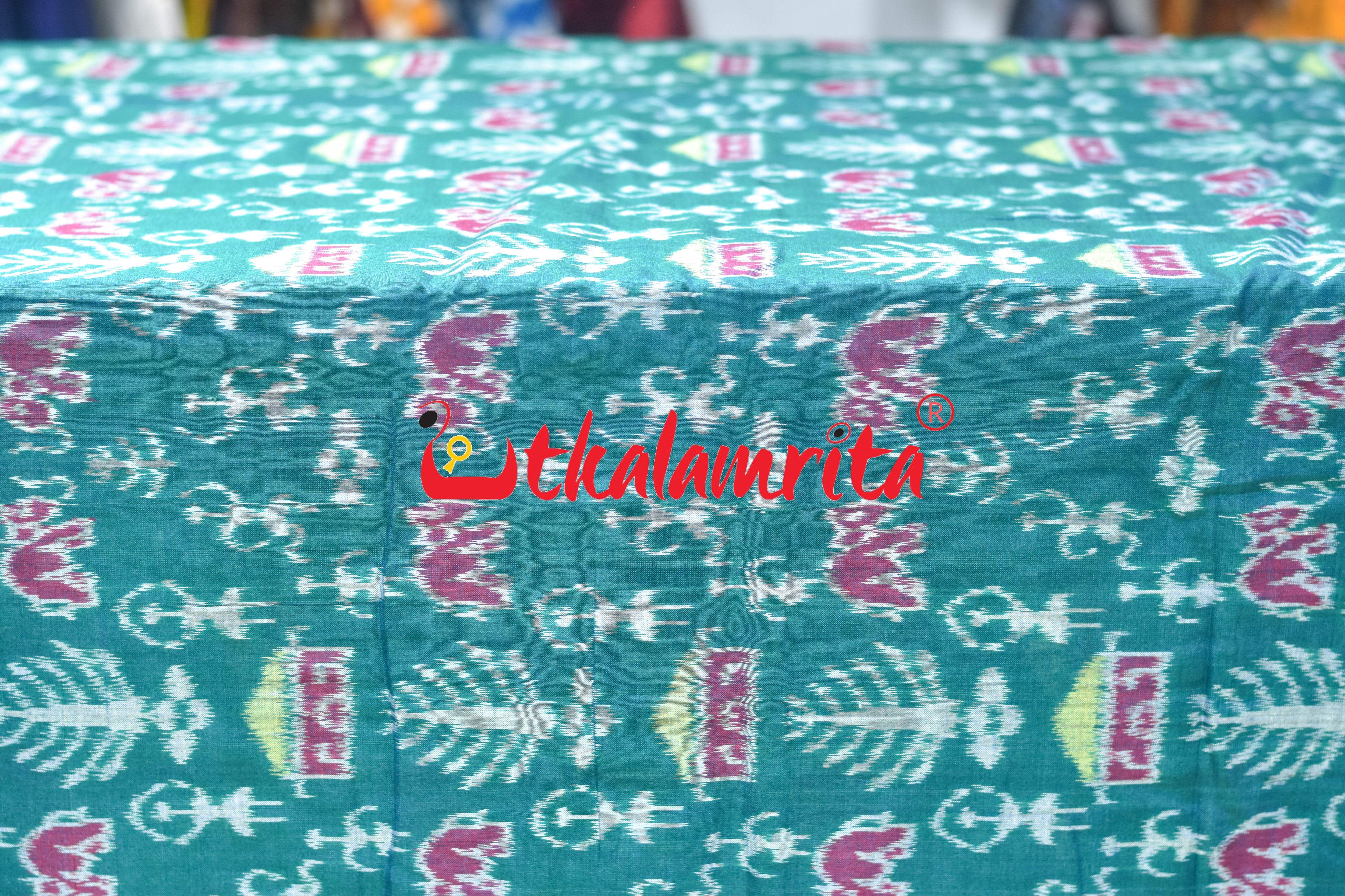 Forest Green Tribal Elephant Sambalpuri Cotton (Fabric)
