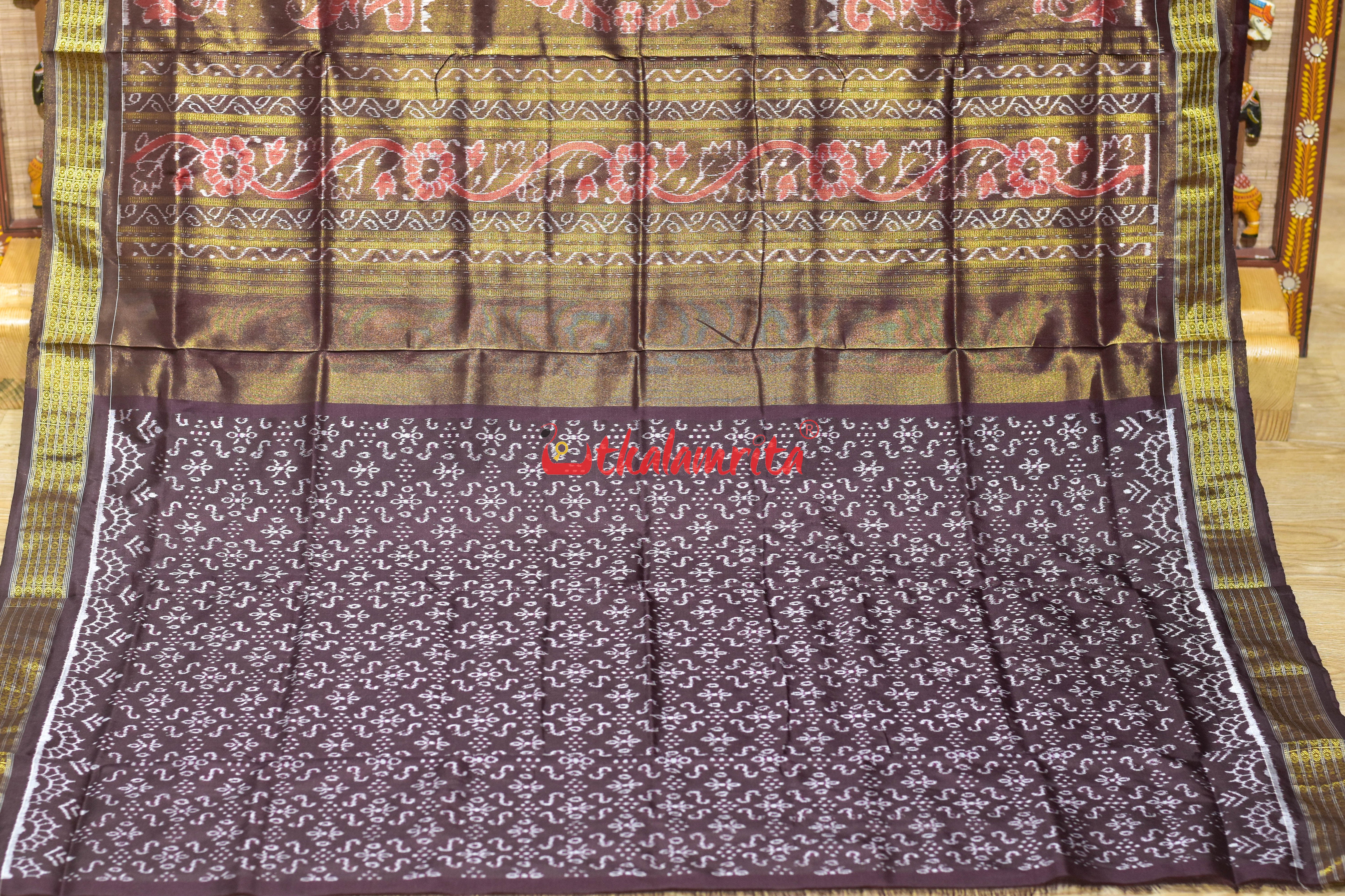 Half Tissue Red Diwali Sambalpuri Silk Saree