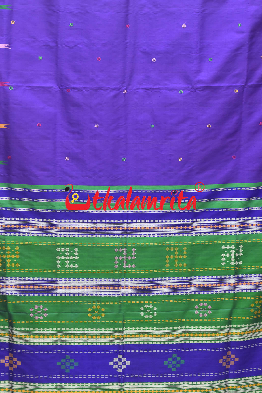 Purple with Multicolour Temple Berhampuri Double Anchal Silk Saree