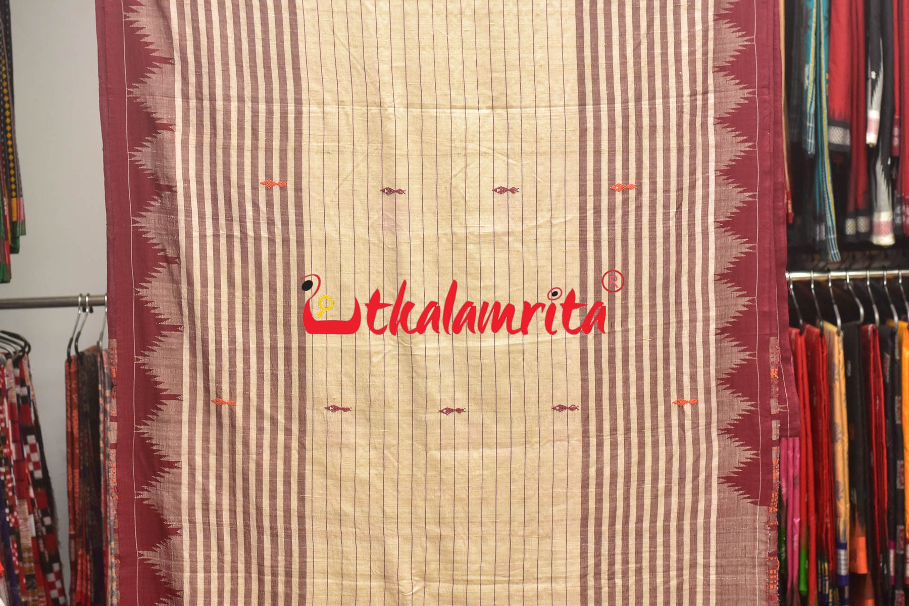 Stripes Maroon Tussar Kotpad Saree