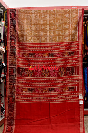 8 Motifs Brown Khandua Silk Saree