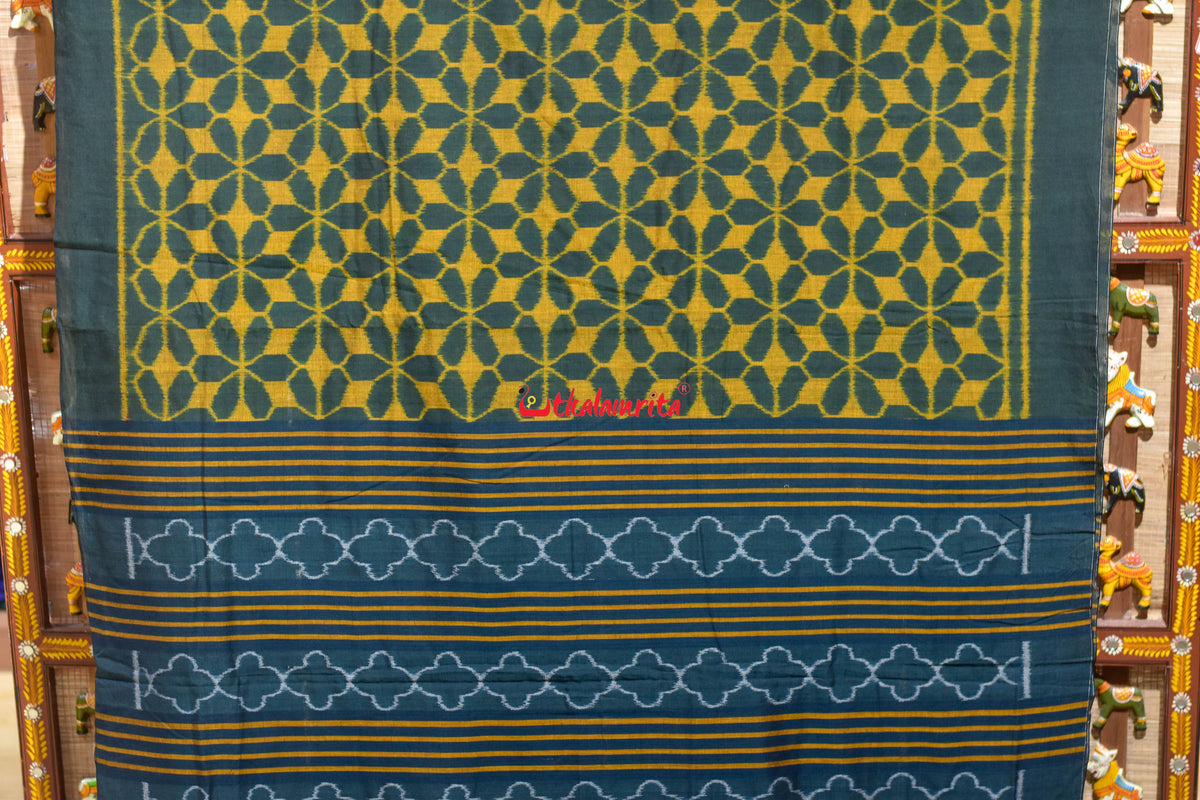 Special Bandha Green Yellow Khandua Cotton Saree