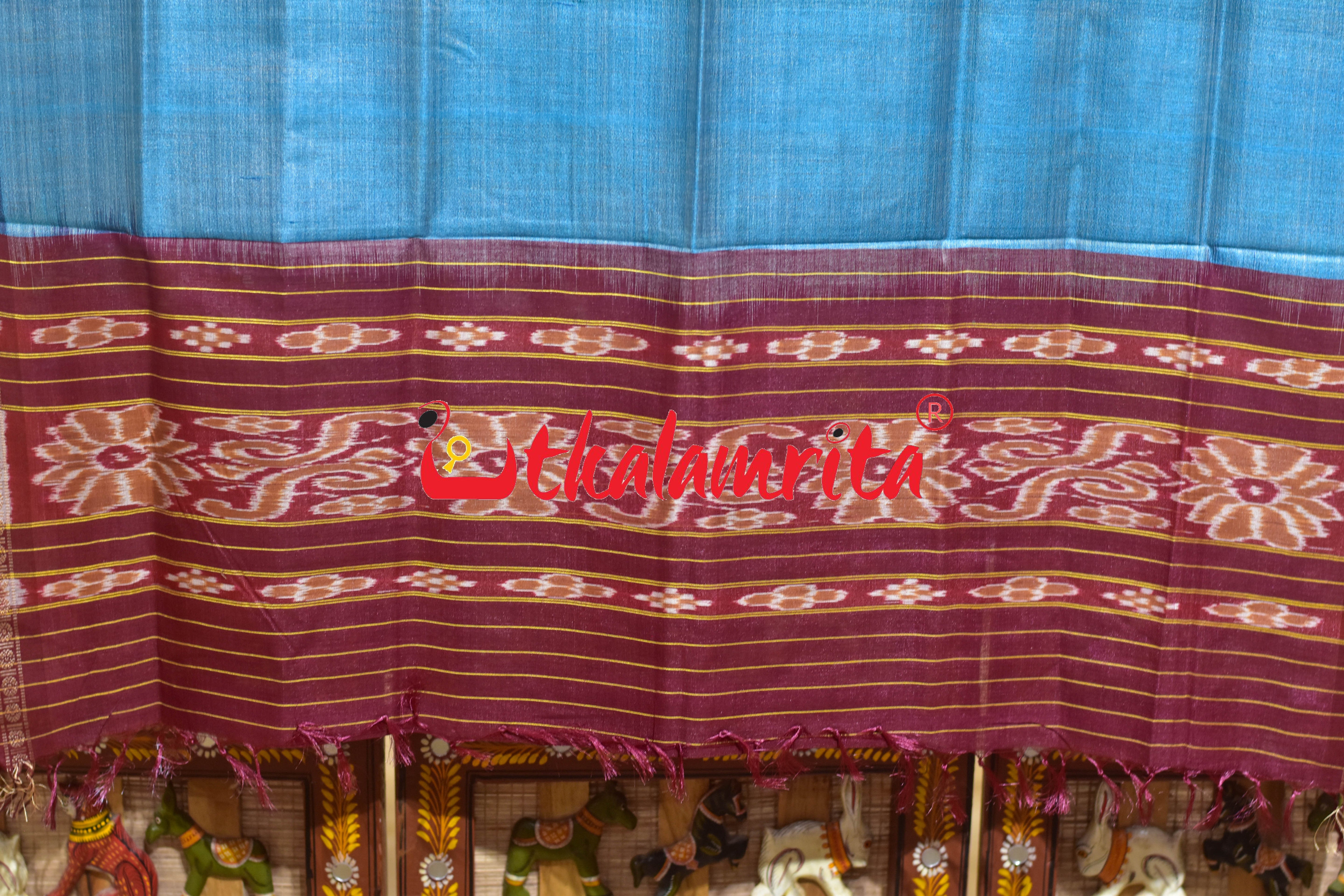 Sky Blue Single Flower Gopalpur Tussar (Dupatta)