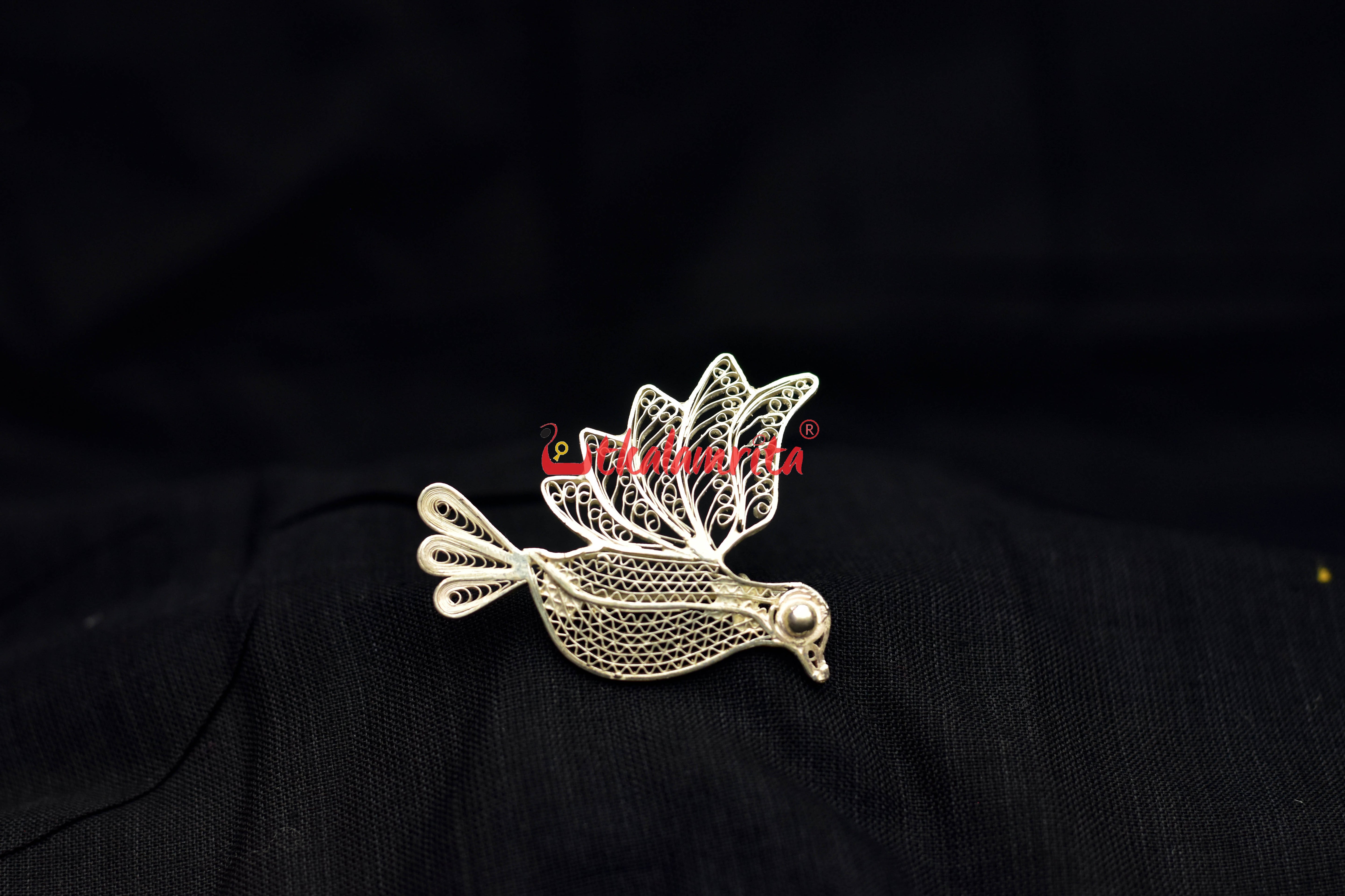 Bird Silver Filigree Brooch